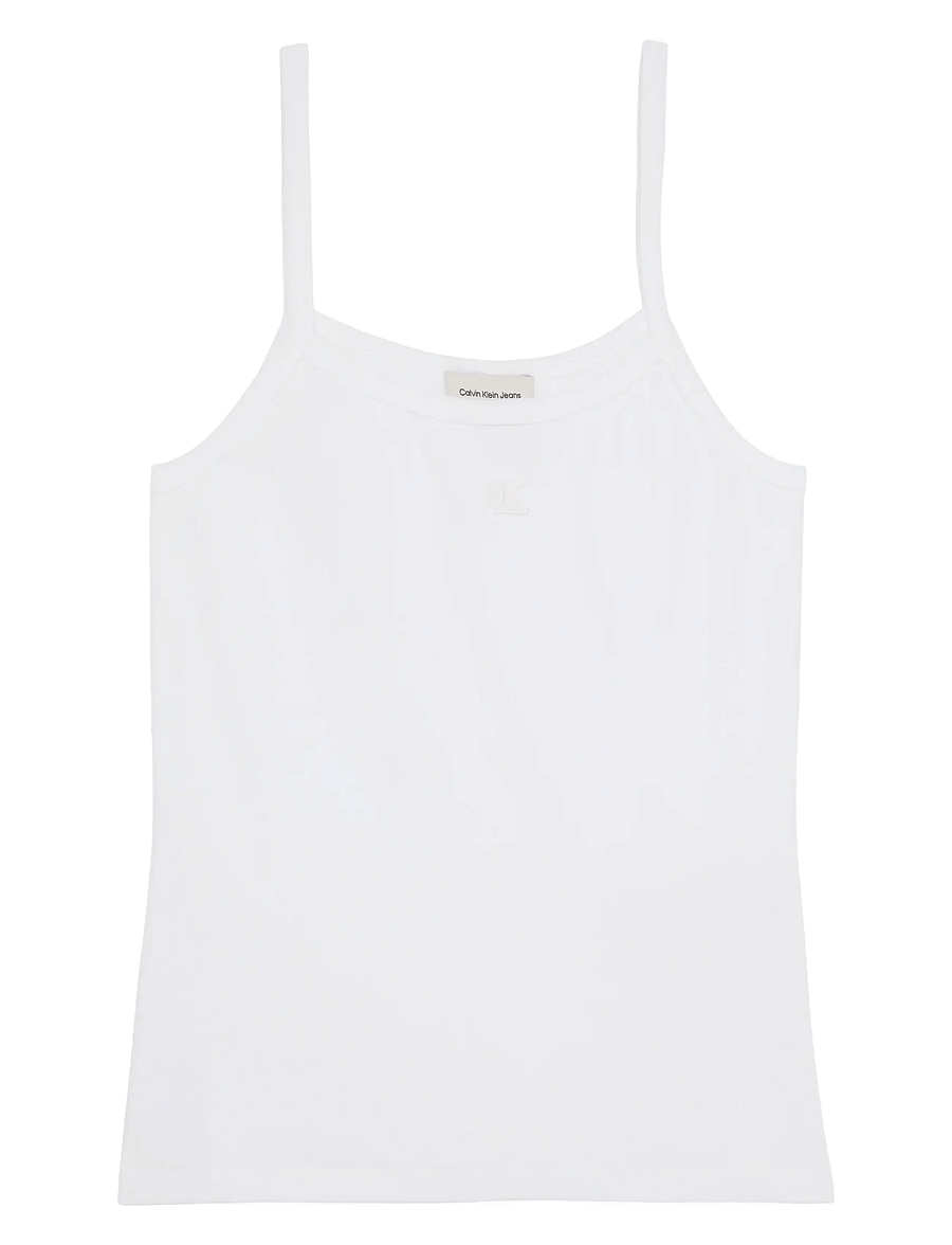 Calvin Klein Jeans - SL 2X2 BABY RIB STRAP TANK - sleeveless tops - bright white - 1