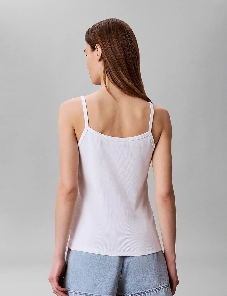 Calvin Klein Jeans - SL 2X2 BABY RIB STRAP TANK - sleeveless tops - bright white - 3