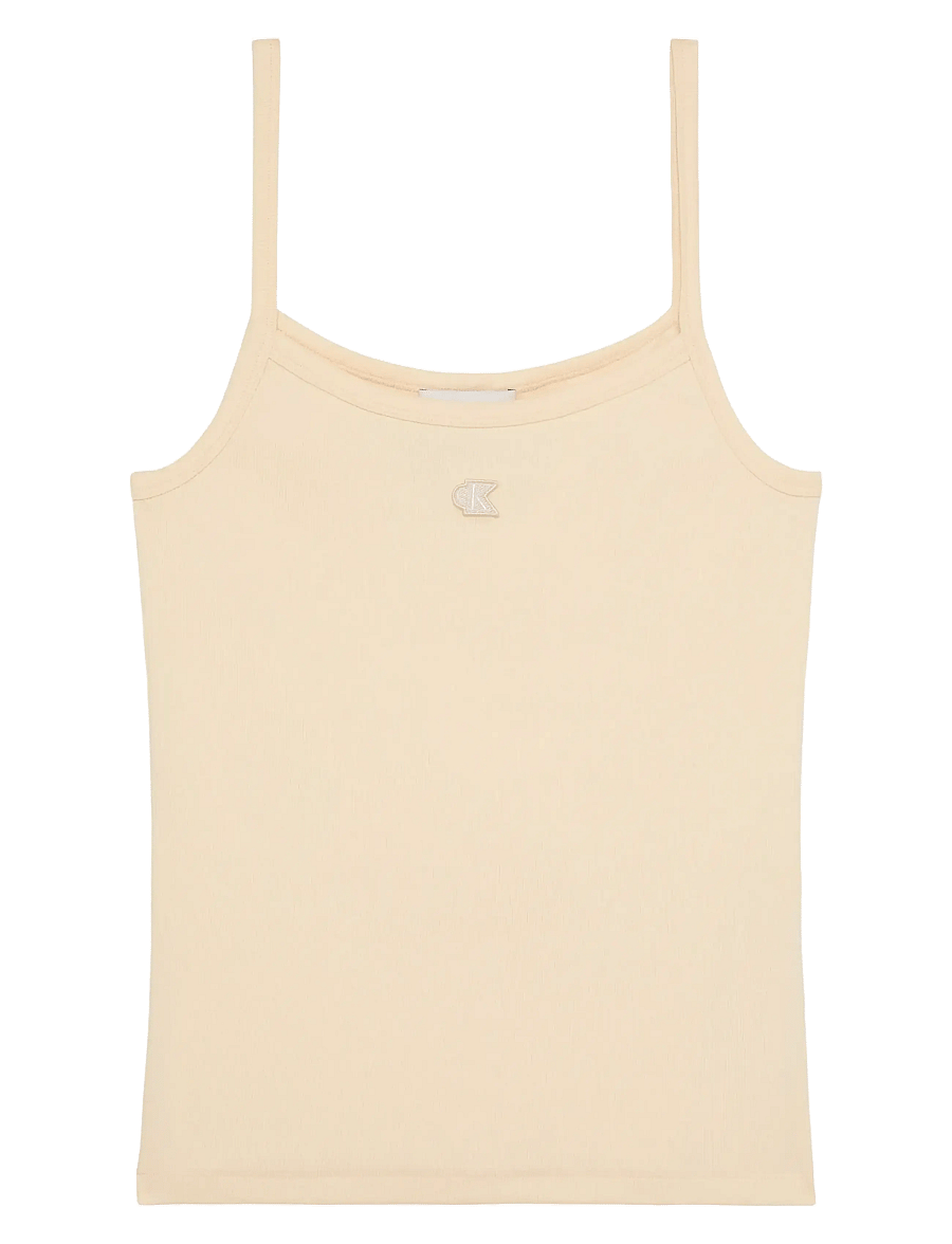 Calvin Klein Jeans - SL 2X2 BABY RIB STRAP TANK - tanktops - vanilla custard - 1