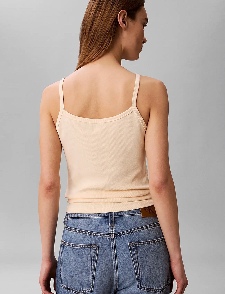 Calvin Klein Jeans - SL 2X2 BABY RIB STRAP TANK - tanktops - vanilla custard - 3