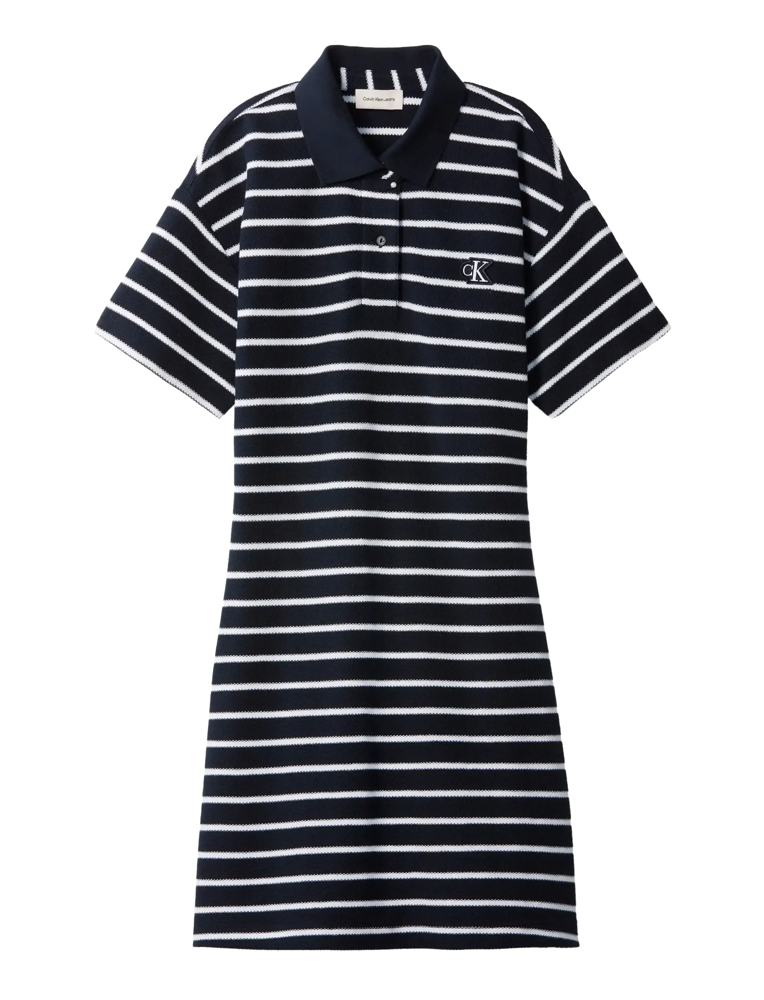 CALVIN KLEIN JEANS Ss Gestreift Pique Polo Mini Kleid Navy - M - Damen