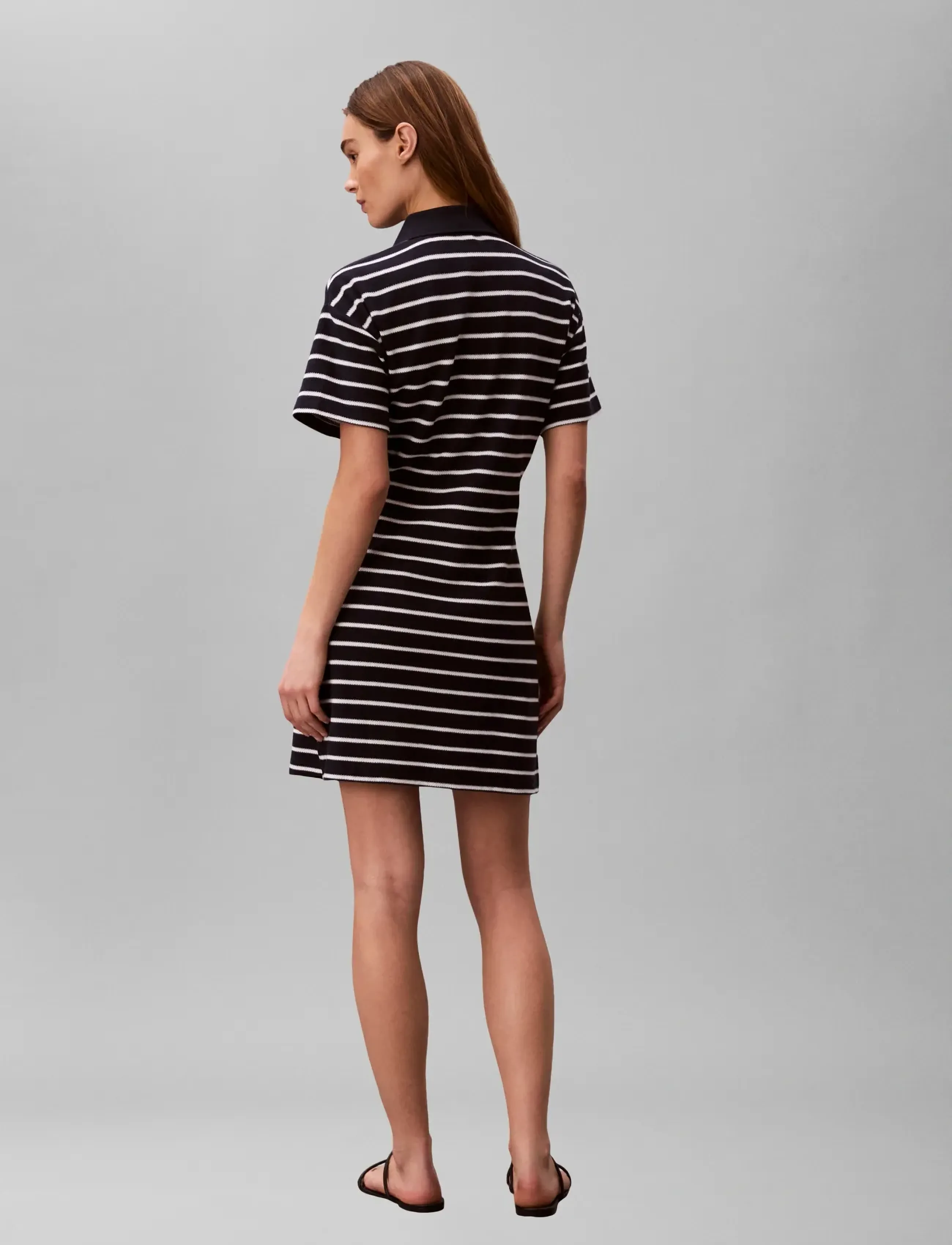 Calvin Klein Jeans - SS STRIPED PIQUE POLO MINI DRESS - t-shirt dresses - dark sapphire - 2