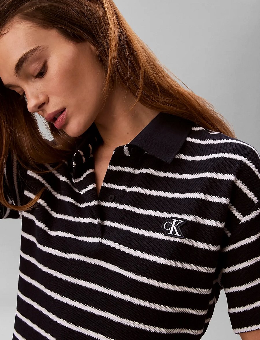 Calvin Klein Jeans - SS STRIPED PIQUE POLO MINI DRESS - t-shirt-kleider - dark sapphire - 4