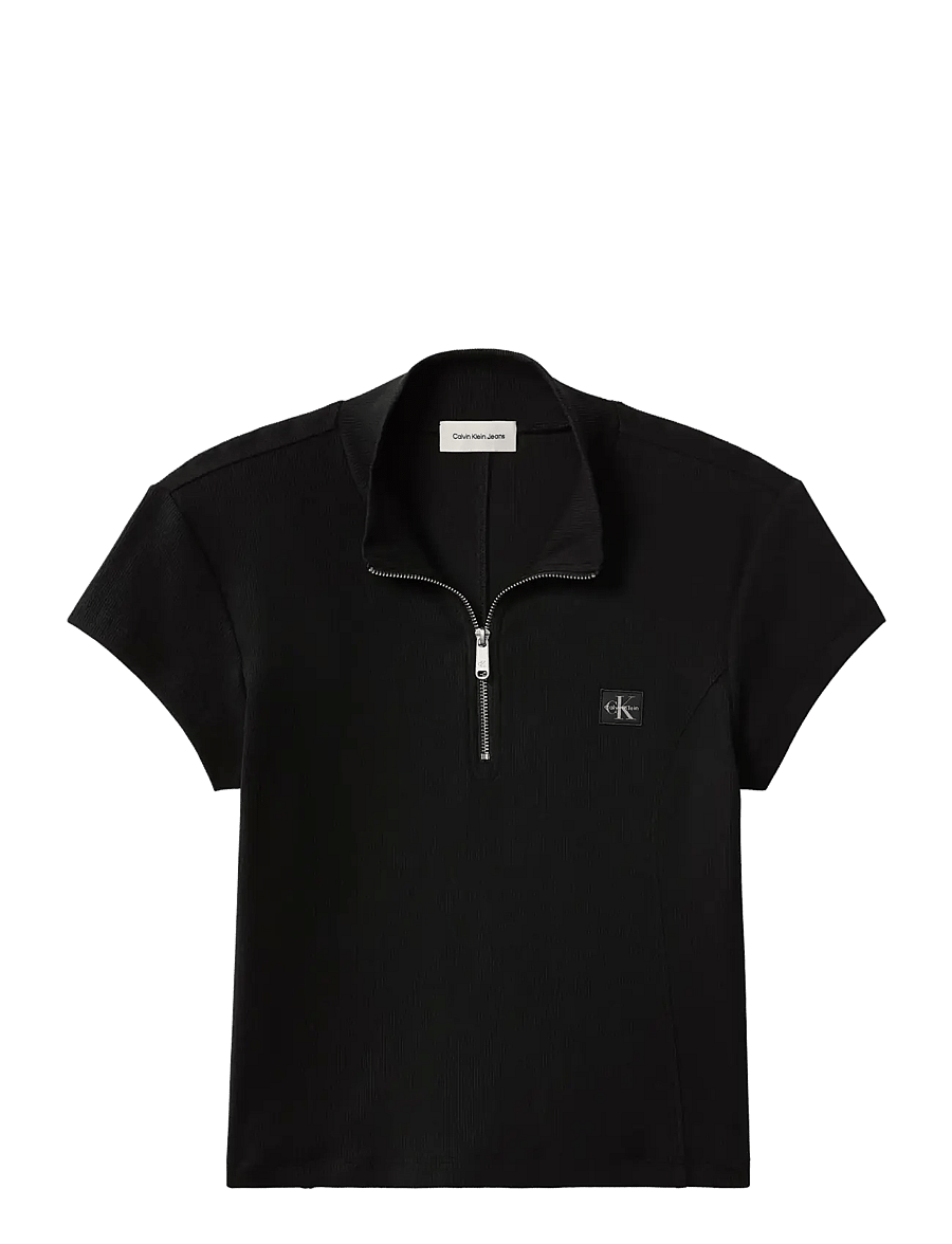 Calvin Klein Jeans - SS HERITAGE LABEL TOP - lühikesed topid - black - 1