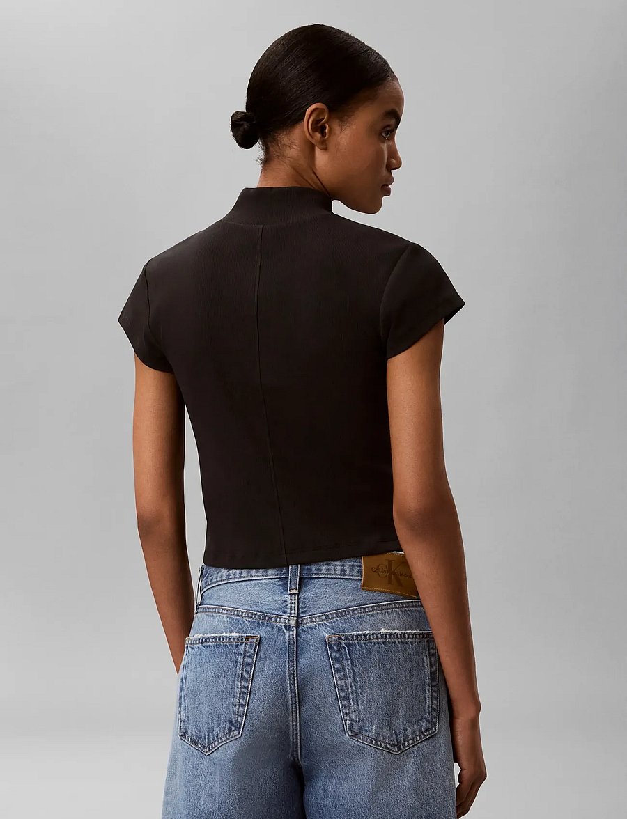 Calvin Klein Jeans - SS HERITAGE LABEL TOP - lühikesed topid - black - 2