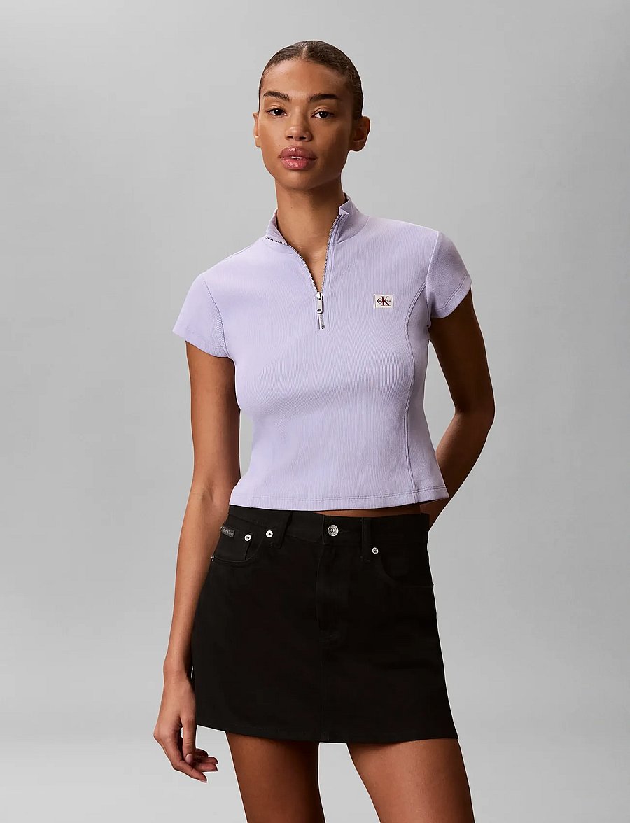 Calvin Klein Jeans - SS HERITAGE LABEL TOP - crop tops - cosmic sky - 0