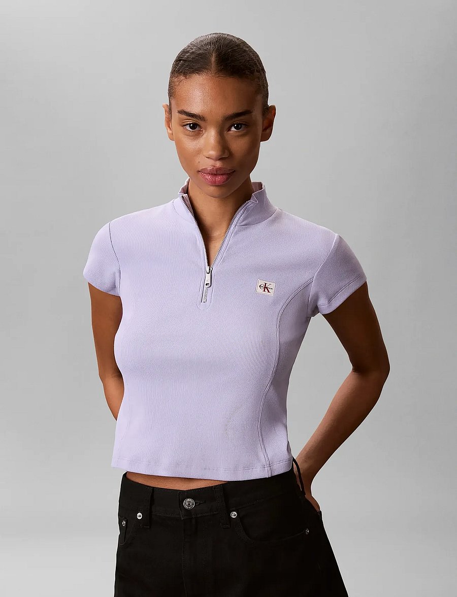 Calvin Klein Jeans - SS HERITAGE LABEL TOP - crop tops - cosmic sky - 4