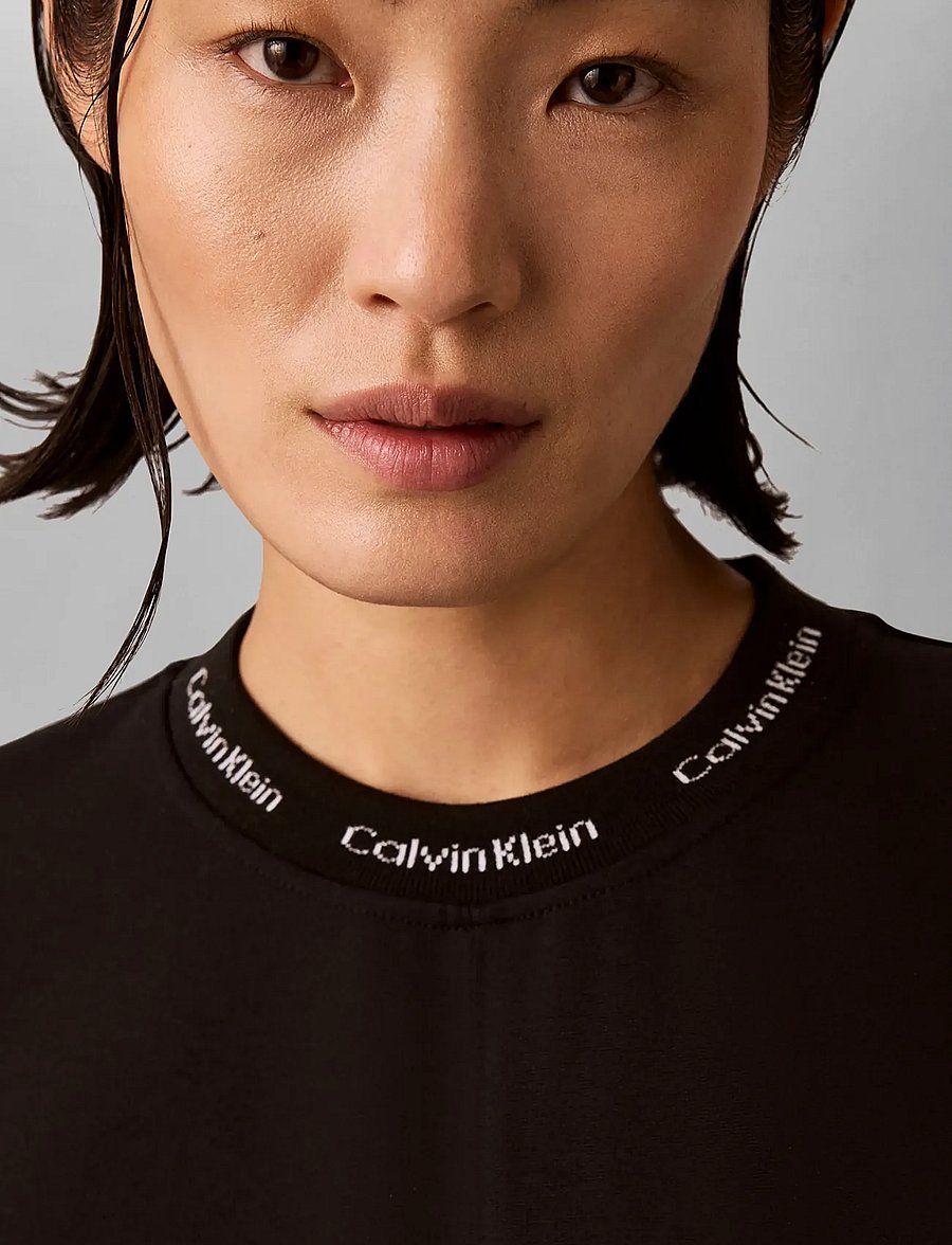 Calvin Klein Jeans - SS LOGO RIB INTERLOCK T-SHIRT DR - t-shirtkjoler - black - 3