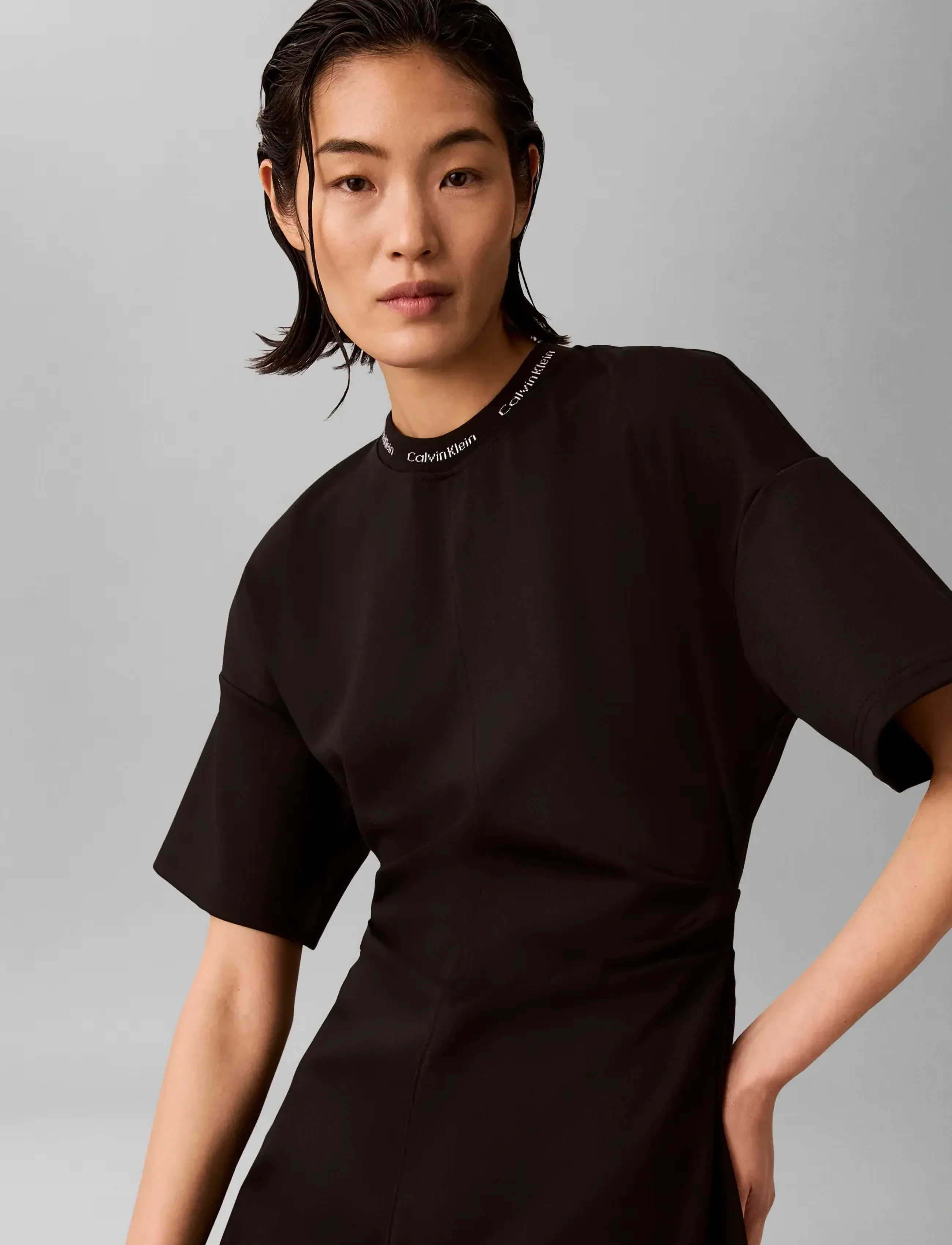 Calvin Klein Jeans - SS LOGO RIB INTERLOCK T-SHIRT DR - t-shirtkjoler - black - 4