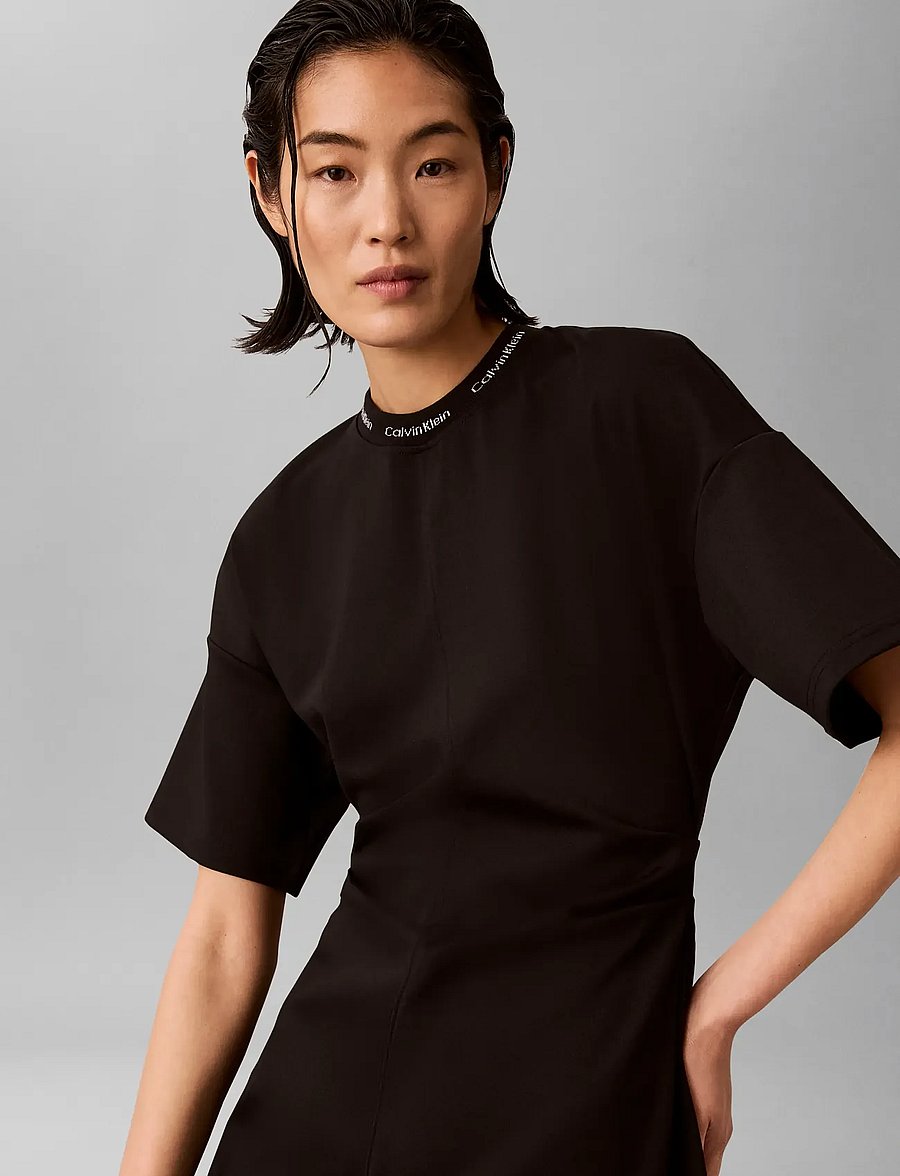 Calvin Klein Jeans - SS LOGO RIB INTERLOCK T-SHIRT DR - t-shirtkjoler - black - 4