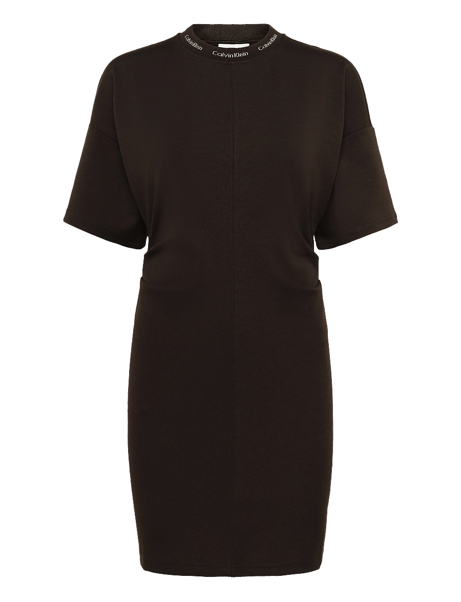 Calvin Klein Jeans - SS LOGO RIB INTERLOCK T-SHIRT DR - t-shirtkjoler - dark coffee - 0