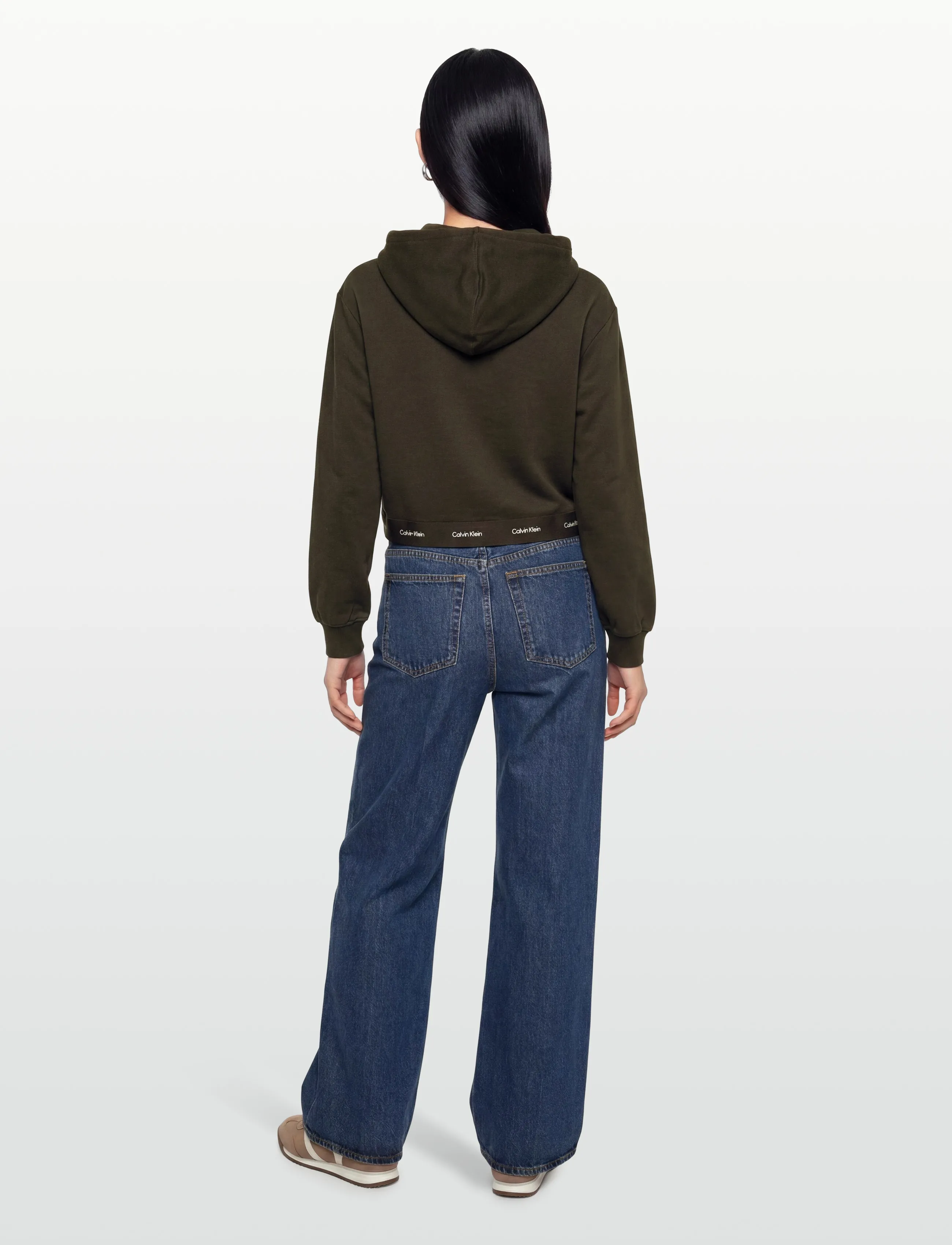 Calvin Klein Jeans - LS TERRY LOGO WAIST CROPPED FZ H - crop tops - dark coffee - 4