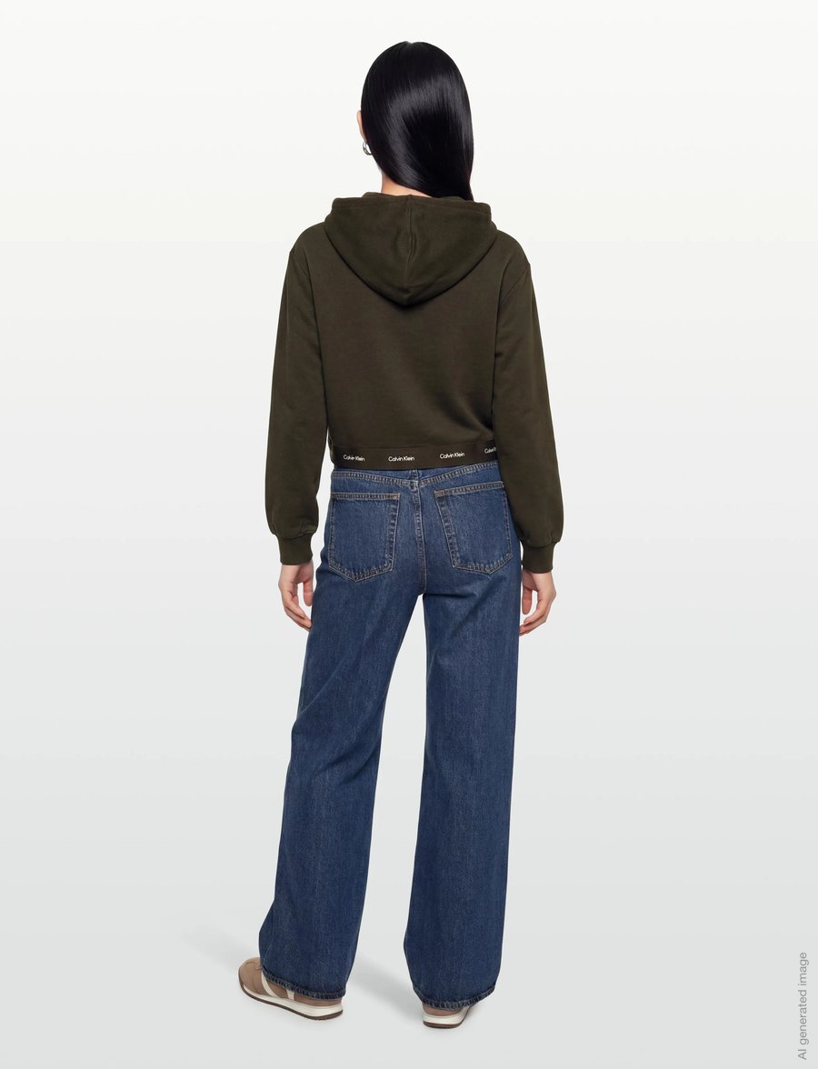 Calvin Klein Jeans - LS TERRY LOGO WAIST CROPPED FZ H - crop tops - dark coffee - 4