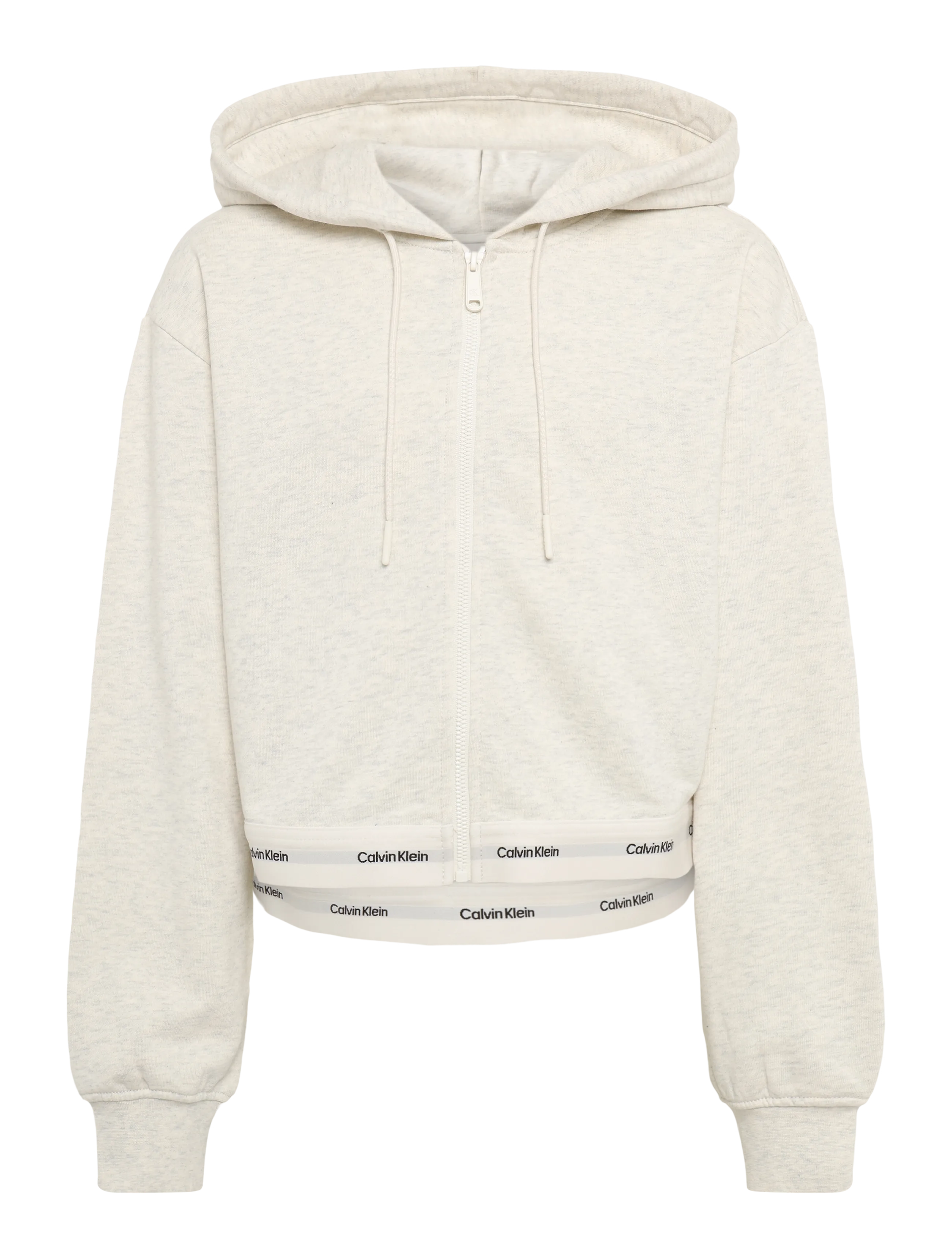 Calvin Klein Jeans LS TERRY LOGO WAIST CROPPED FZ H - Crop Tops - VANILLA HEATHER / cream