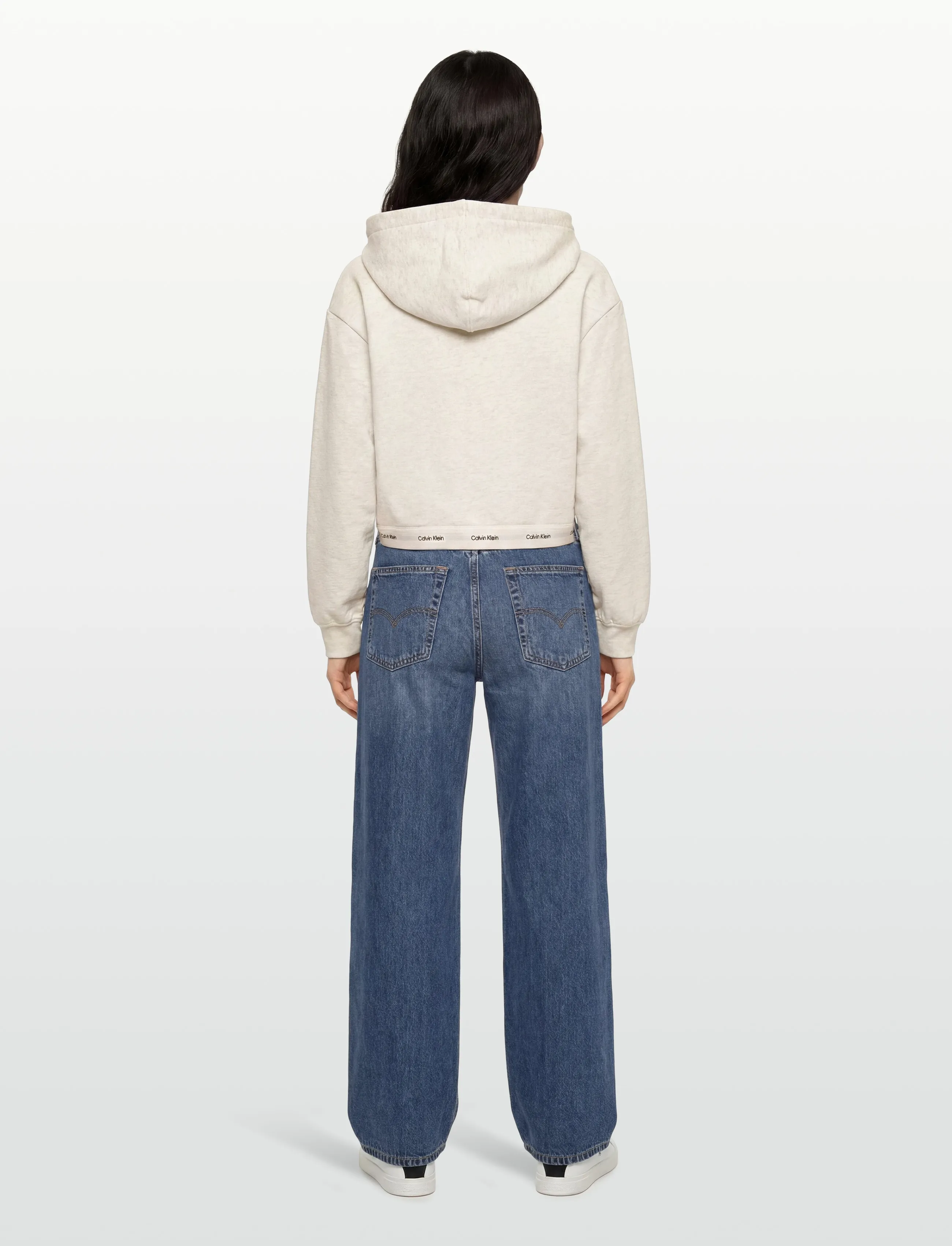 Calvin Klein Jeans - LS TERRY LOGO WAIST CROPPED FZ H - crop tops - vanilla heather - 4