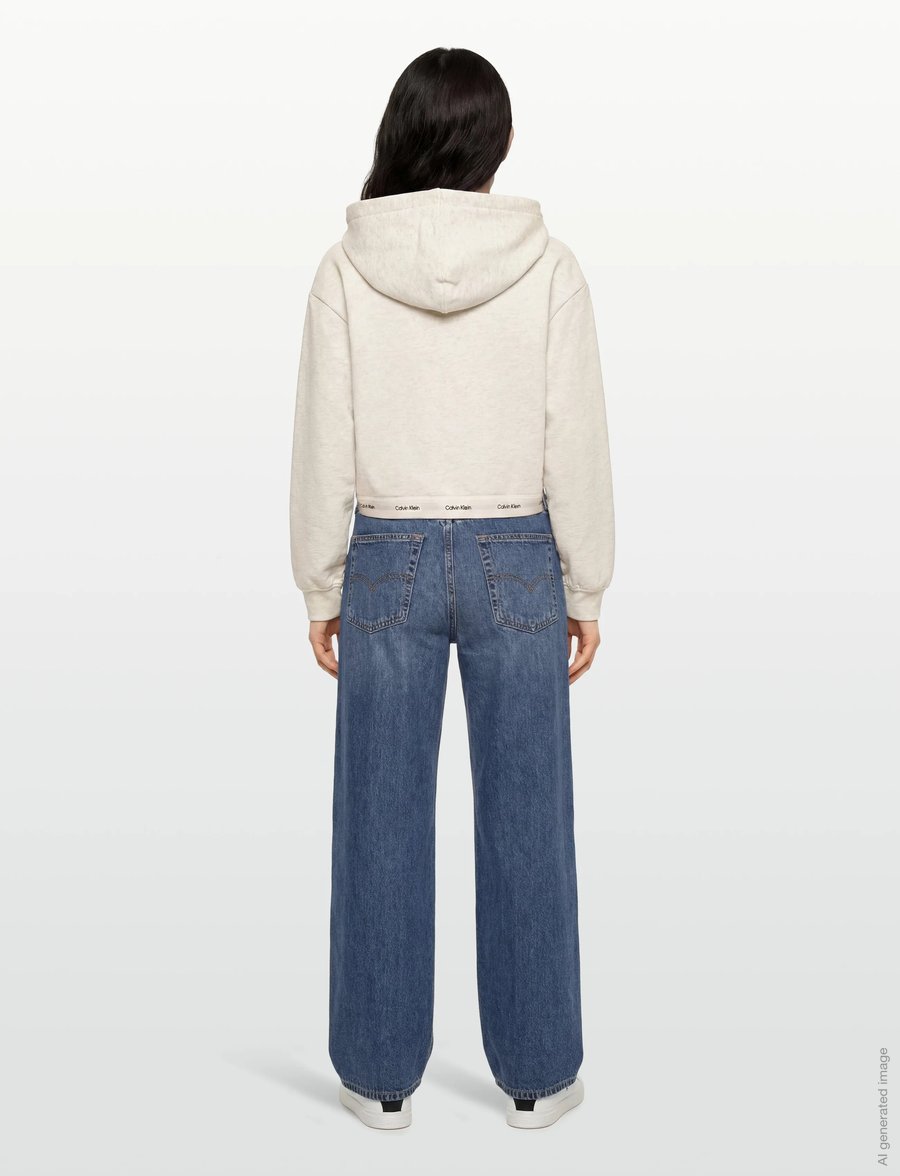 Calvin Klein Jeans - LS TERRY LOGO WAIST CROPPED FZ H - crop tops - vanilla heather - 4