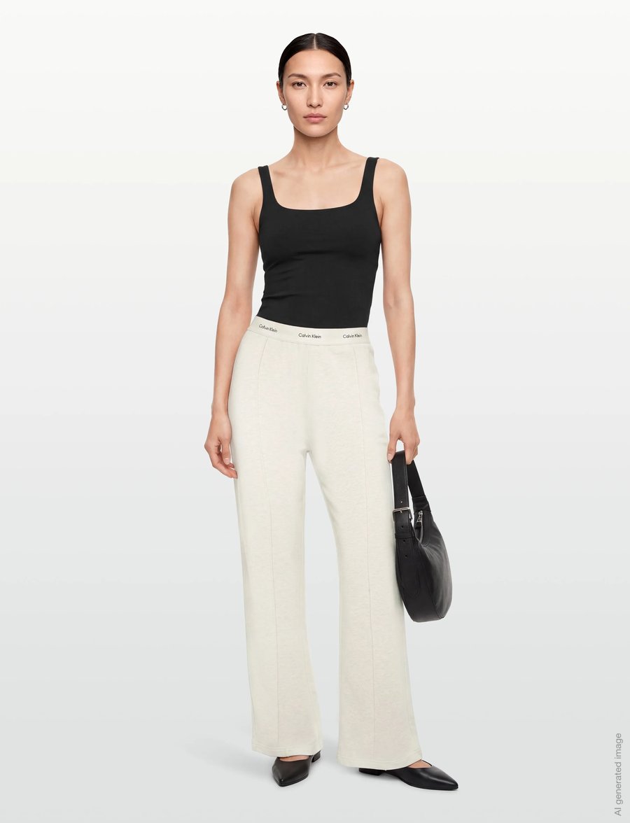 Calvin Klein Jeans - TERRY LOGO WAISTBAND TRACK PANT - hverdags stil - vanilla heather - 0