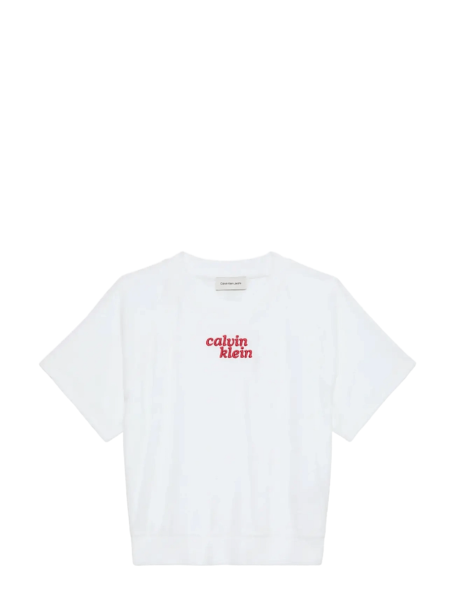 Calvin Klein Jeans - SS TOWEL TERRY CROPPED SWEATSHIR - crop tops - bright white - 1