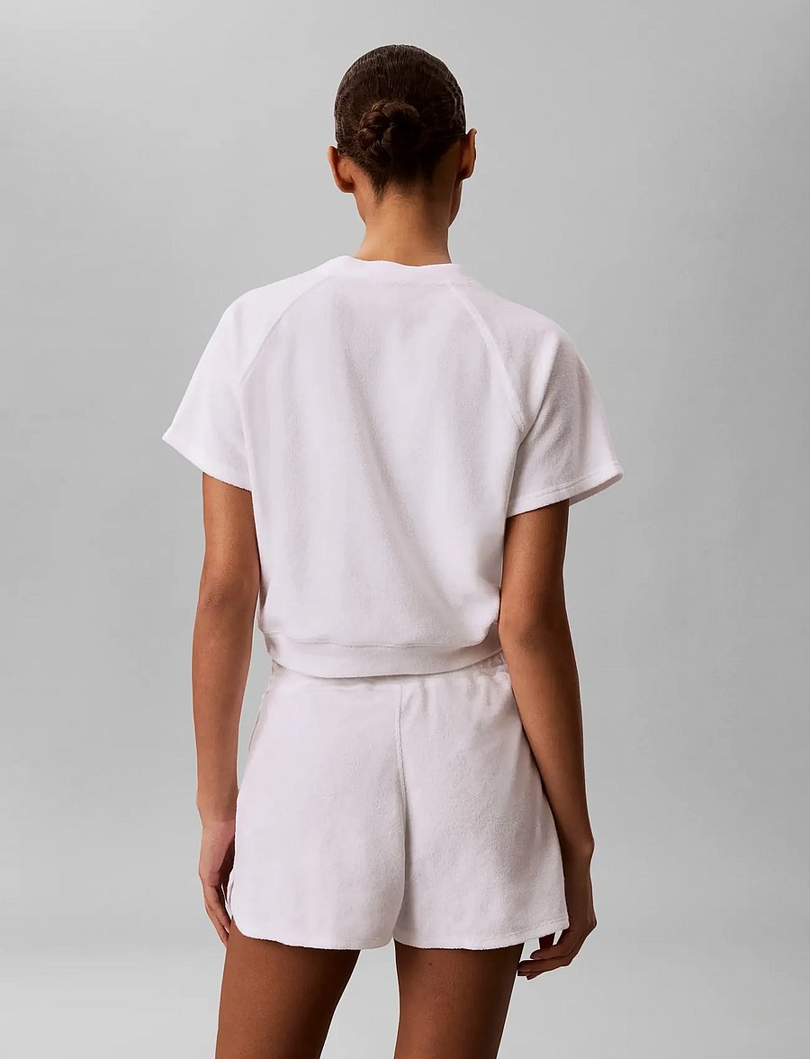 Calvin Klein Jeans - SS TOWEL TERRY CROPPED SWEATSHIR - crop tops - bright white - 2