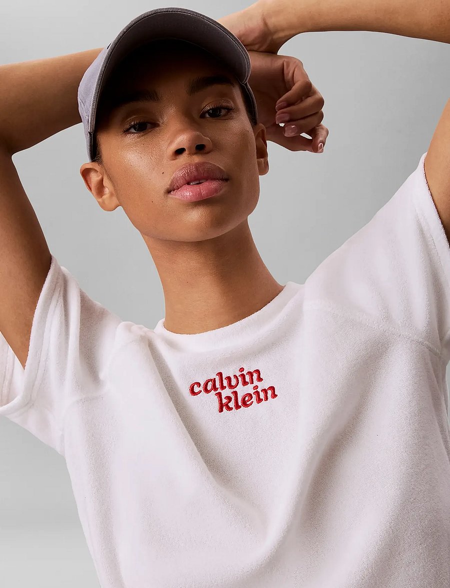 Calvin Klein Jeans - SS TOWEL TERRY CROPPED SWEATSHIR - crop tops - bright white - 4