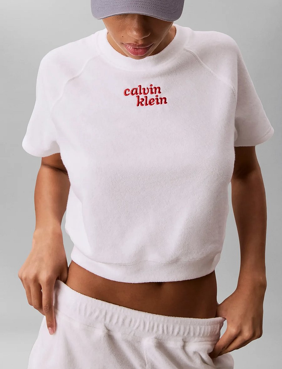 Calvin Klein Jeans - SS TOWEL TERRY CROPPED SWEATSHIR - crop tops - bright white - 5