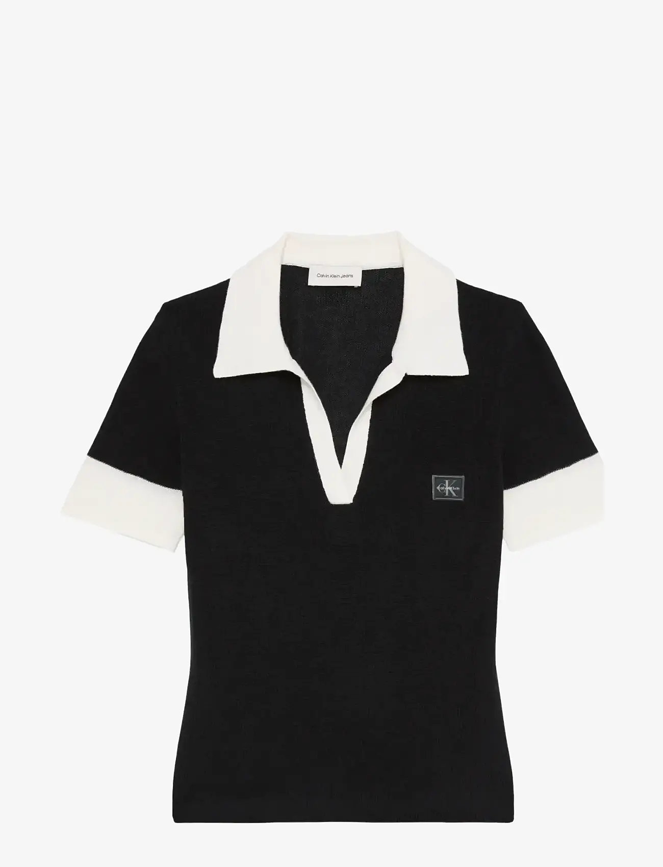 Calvin Klein Jeans - WOVEN LABEL SS POLO - poloer - black - 1