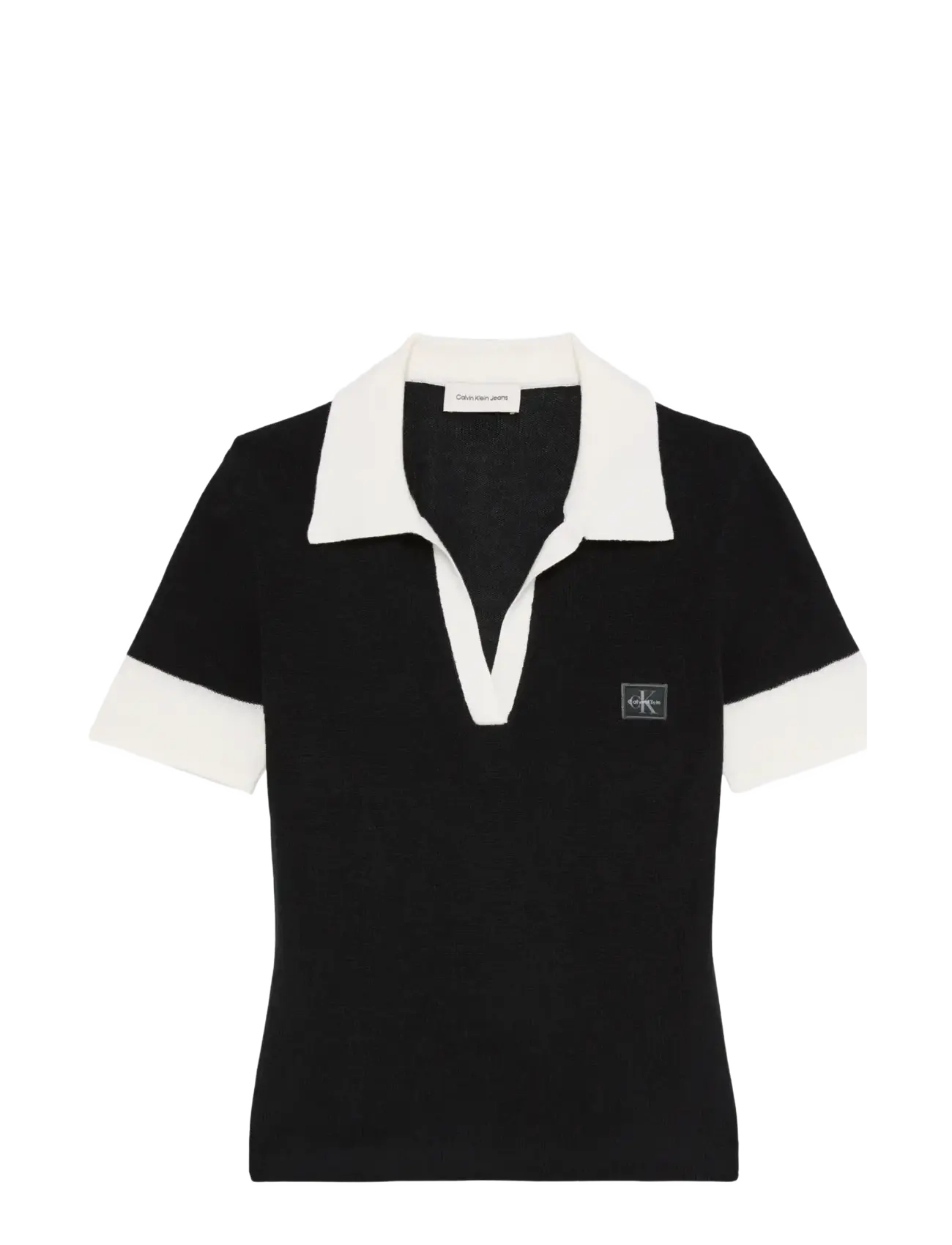 Calvin Klein Jeans WOVEN LABEL SS POLO - Drabužiai - BLACK / black