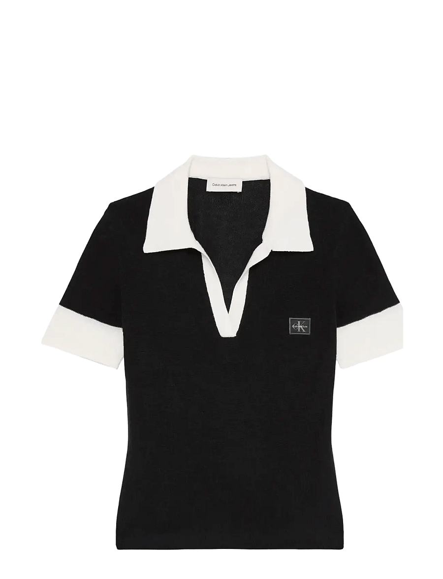 Calvin Klein Jeans - WOVEN LABEL SS POLO - poloshirts - black - 1