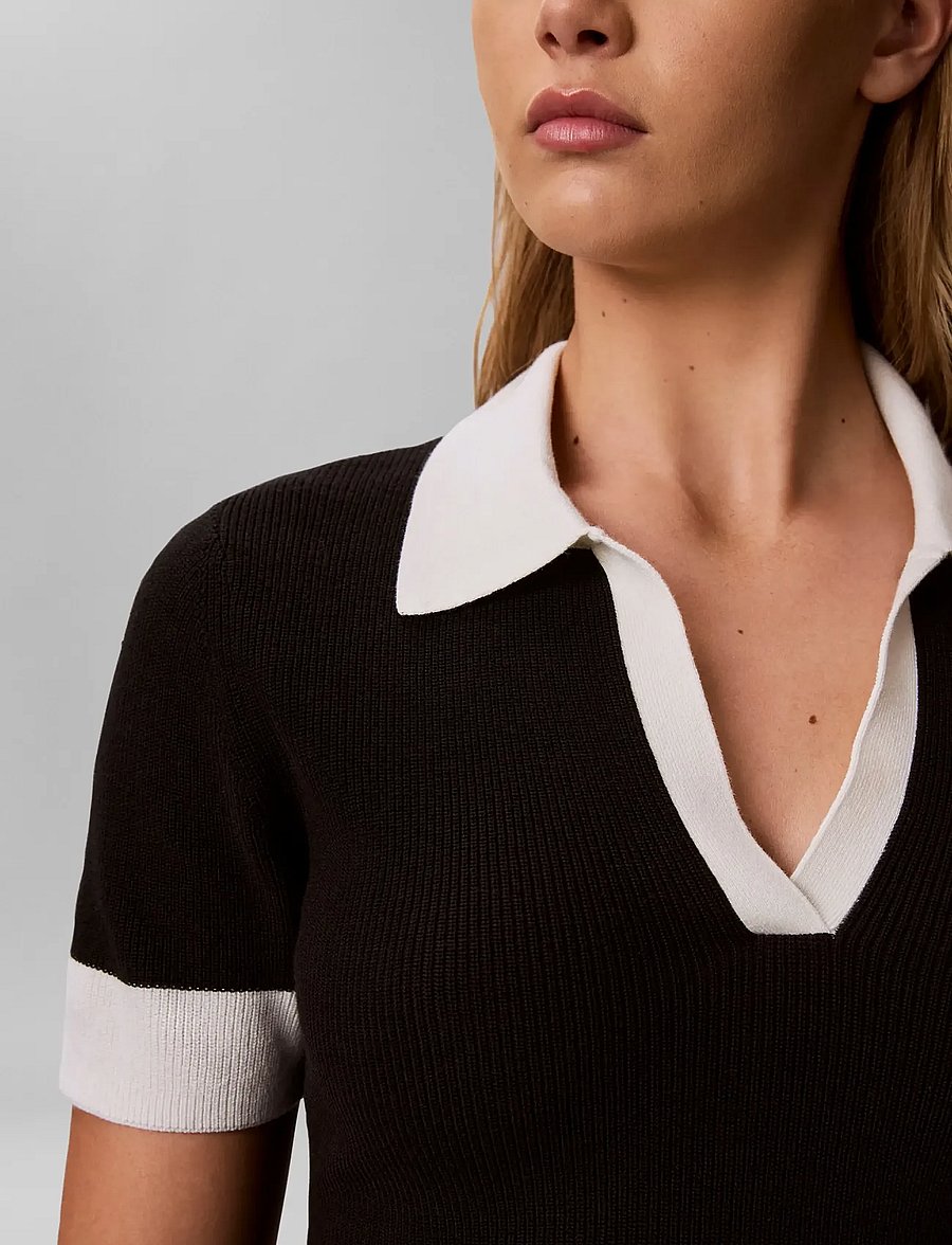Calvin Klein Jeans - WOVEN LABEL SS POLO - poloshirts - black - 4