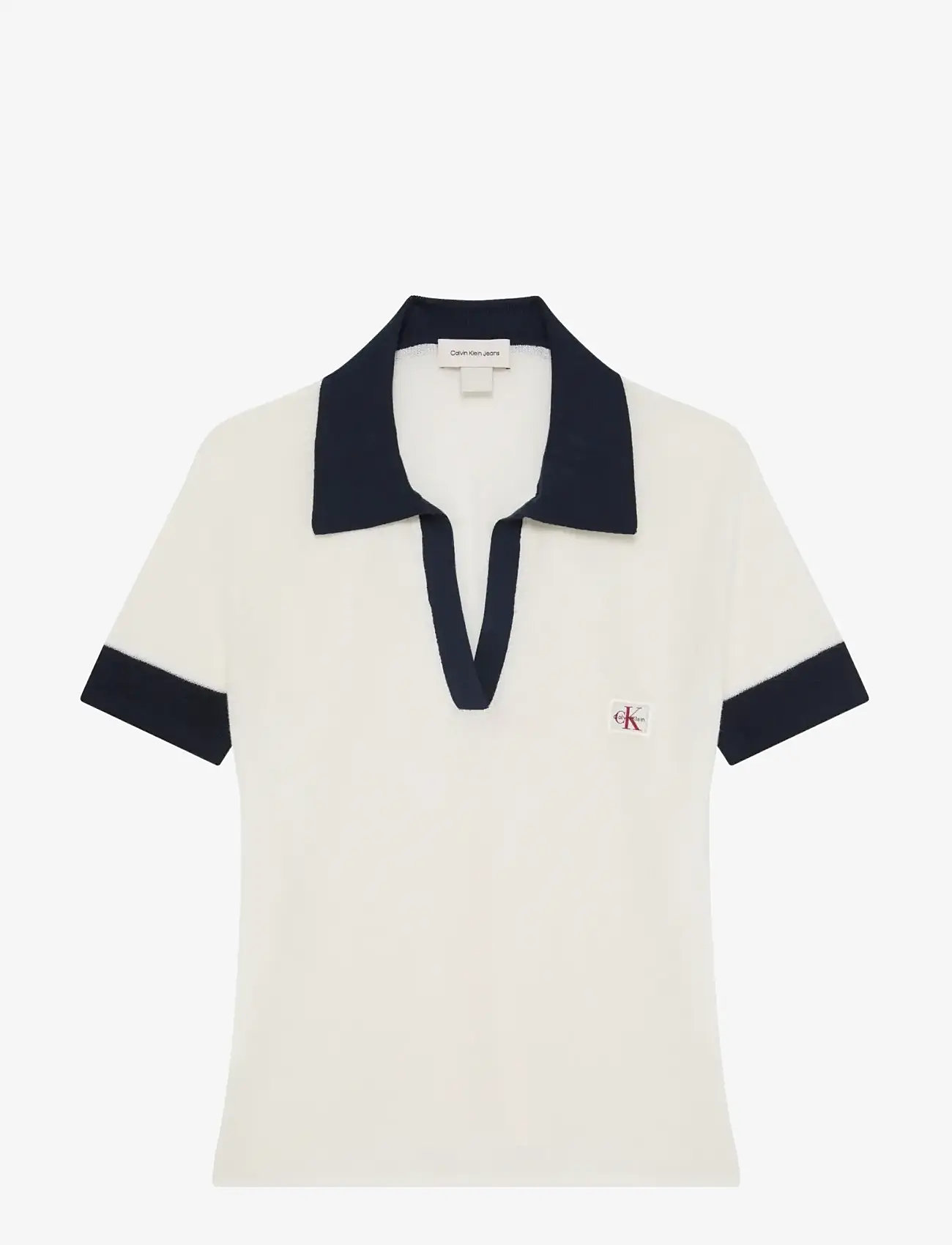 Calvin Klein Jeans - WOVEN LABEL SS POLO - poloer - tofu - 1