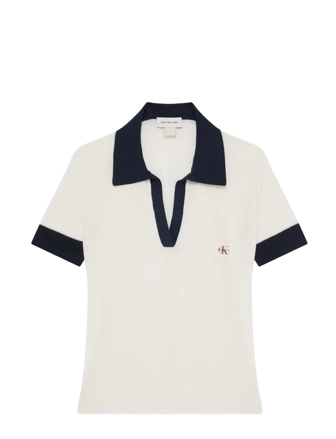 Calvin Klein Jeans WOVEN LABEL SS POLO - Clothing - TOFU / cream