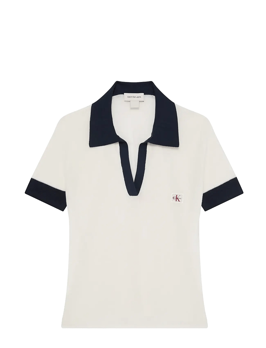 Calvin Klein Jeans - WOVEN LABEL SS POLO - poloshirts - tofu - 1