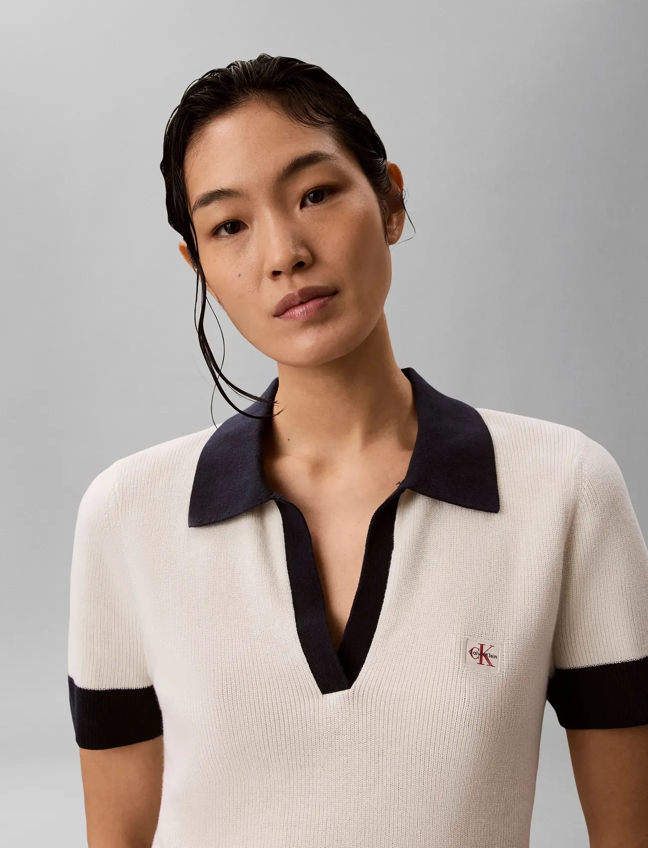 Calvin Klein Jeans - WOVEN LABEL SS POLO - poloshirts - tofu - 3