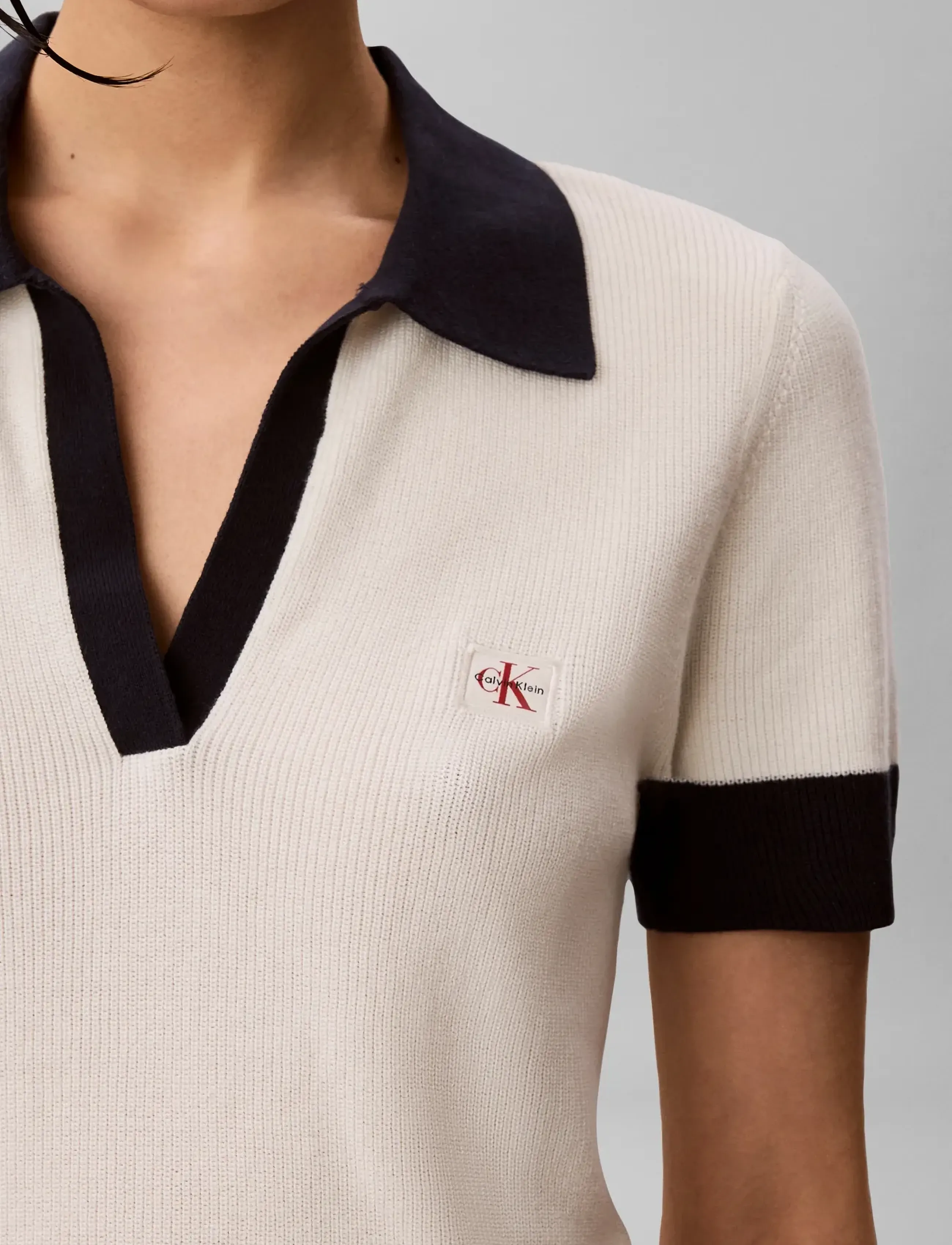Calvin Klein Jeans - WOVEN LABEL SS POLO - poloshirts - tofu - 4