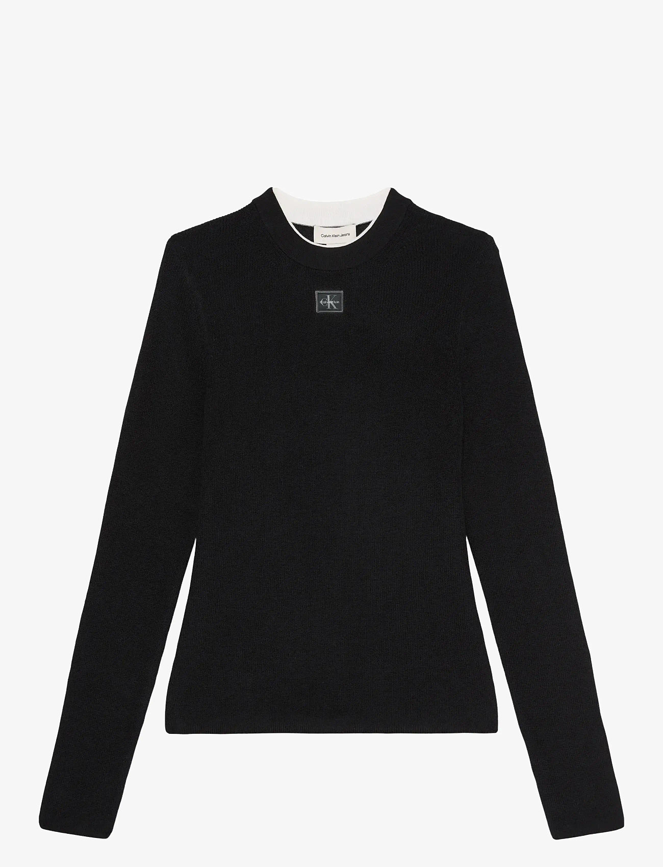 Calvin Klein Jeans - WOVEN LABEL LS CREW NECK - striktrøjer - black - 0