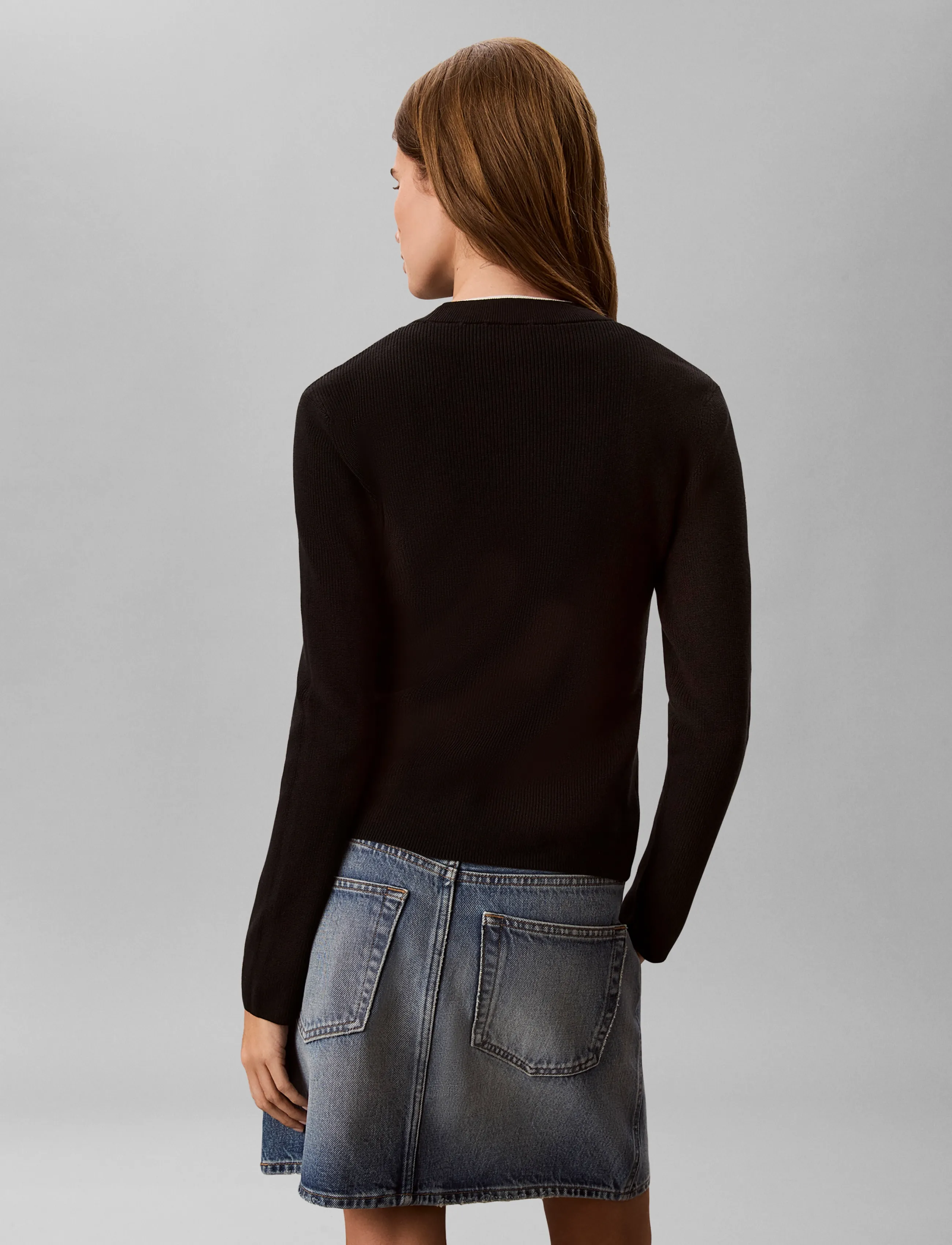Calvin Klein Jeans - WOVEN LABEL LS CREW NECK - striktrøjer - black - 3