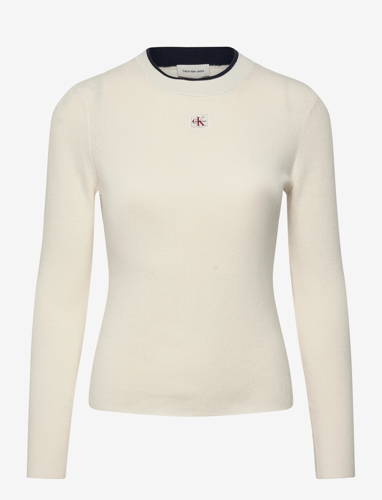 Calvin Klein Jeans - WOVEN LABEL LS CREW NECK - sviitrid - tofu - 0