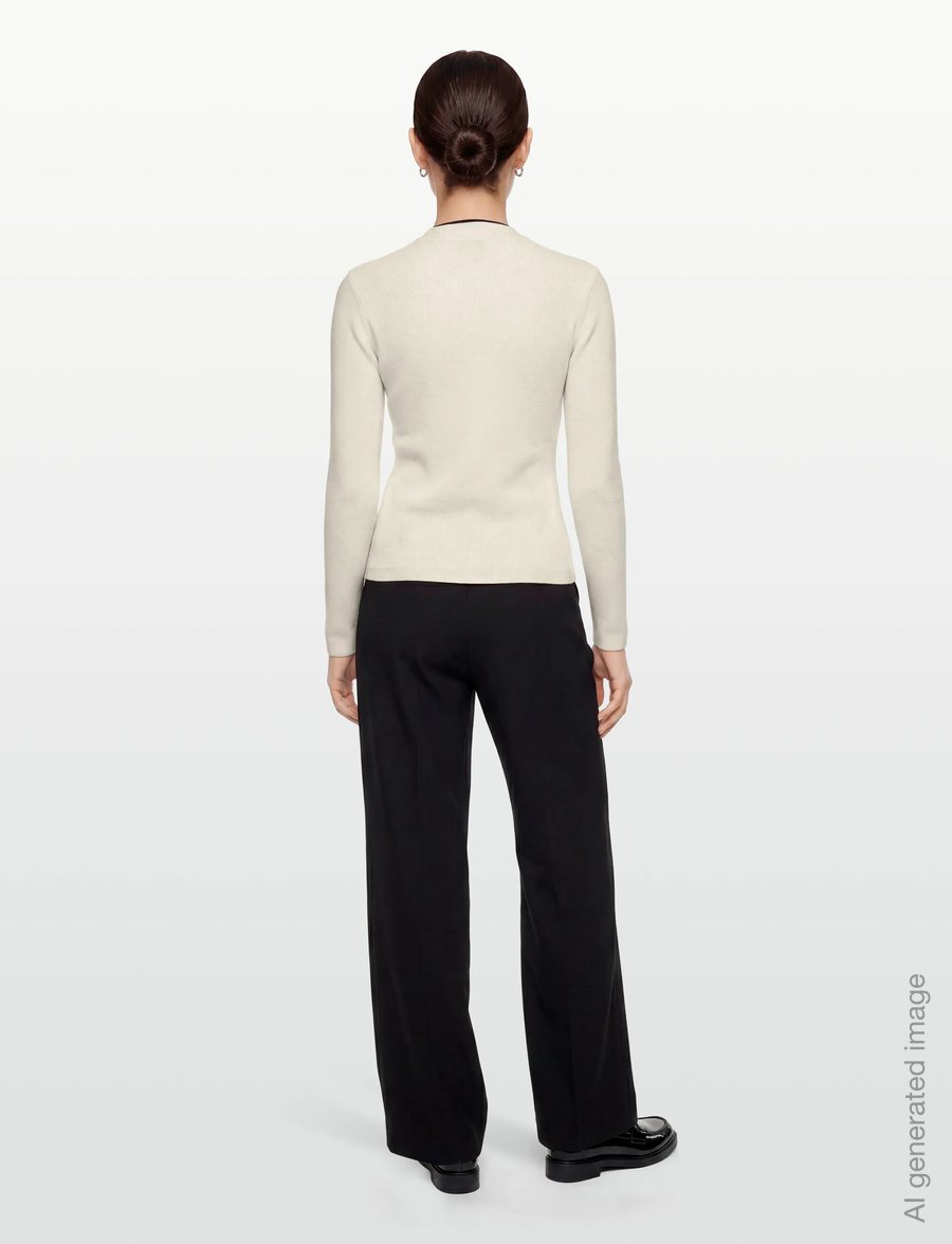 Calvin Klein Jeans - WOVEN LABEL LS CREW NECK - striktrøjer - tofu - 4