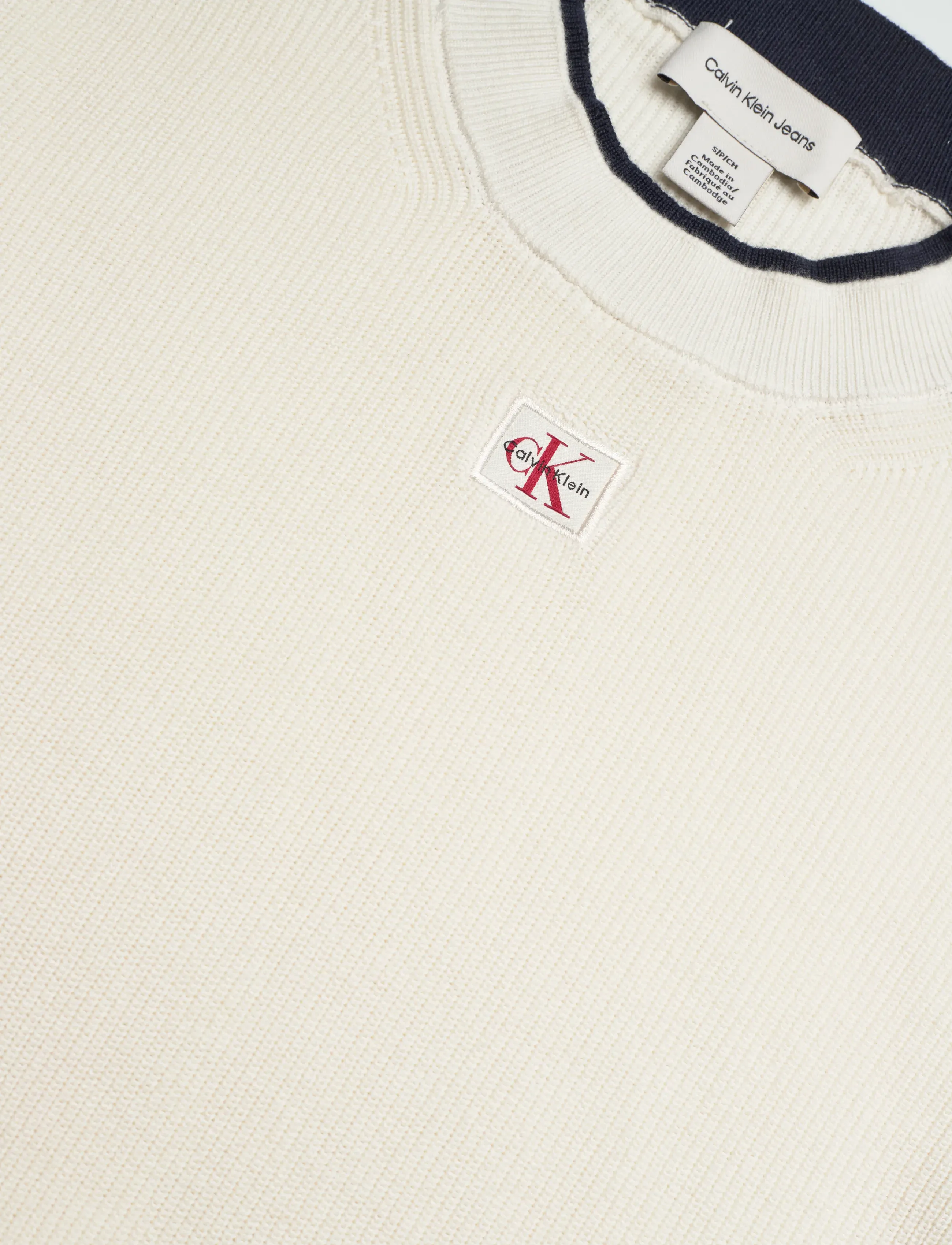 Calvin Klein Jeans - WOVEN LABEL LS CREW NECK - pulls - tofu - 2