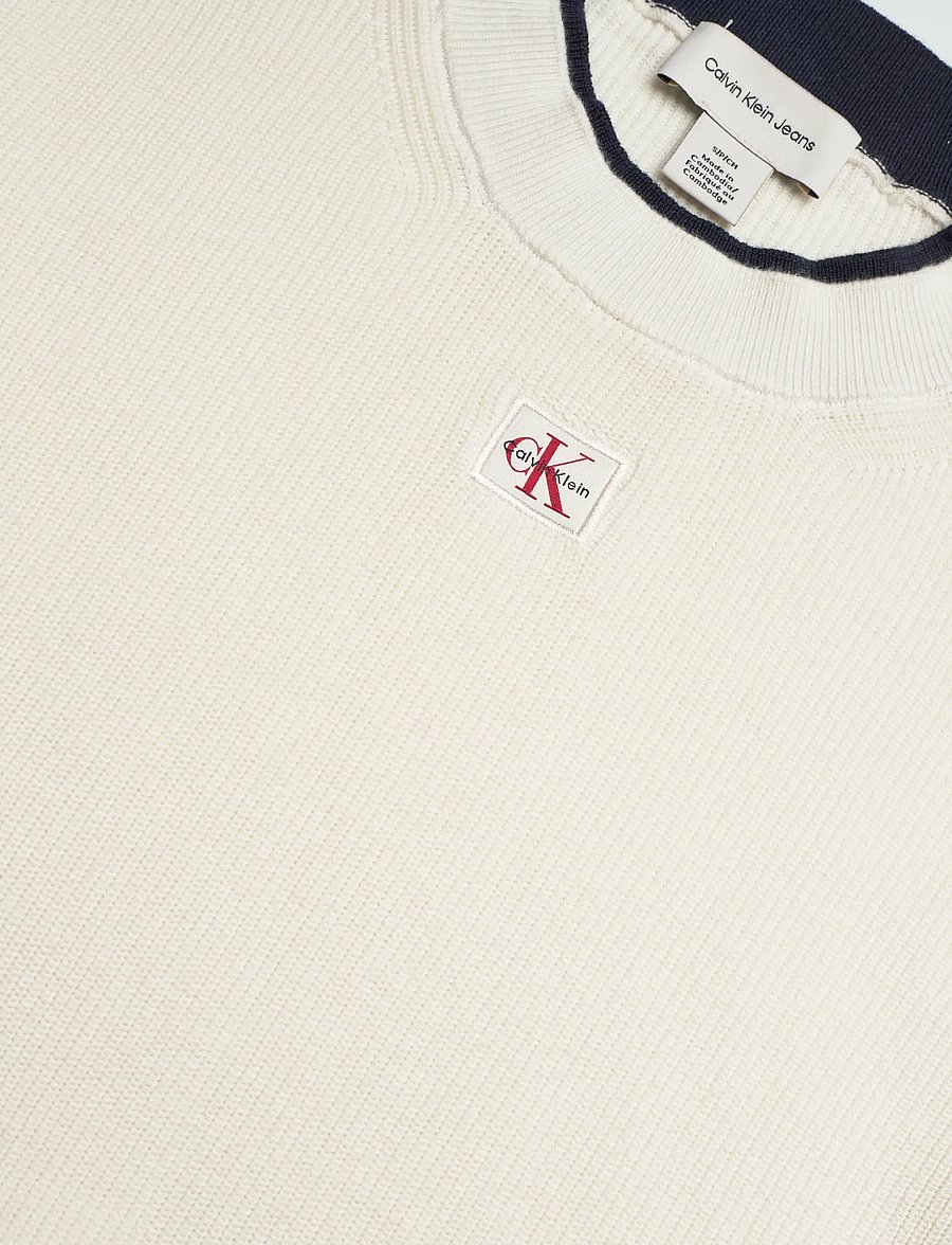 Calvin Klein Jeans - WOVEN LABEL LS CREW NECK - striktrøjer - tofu - 5