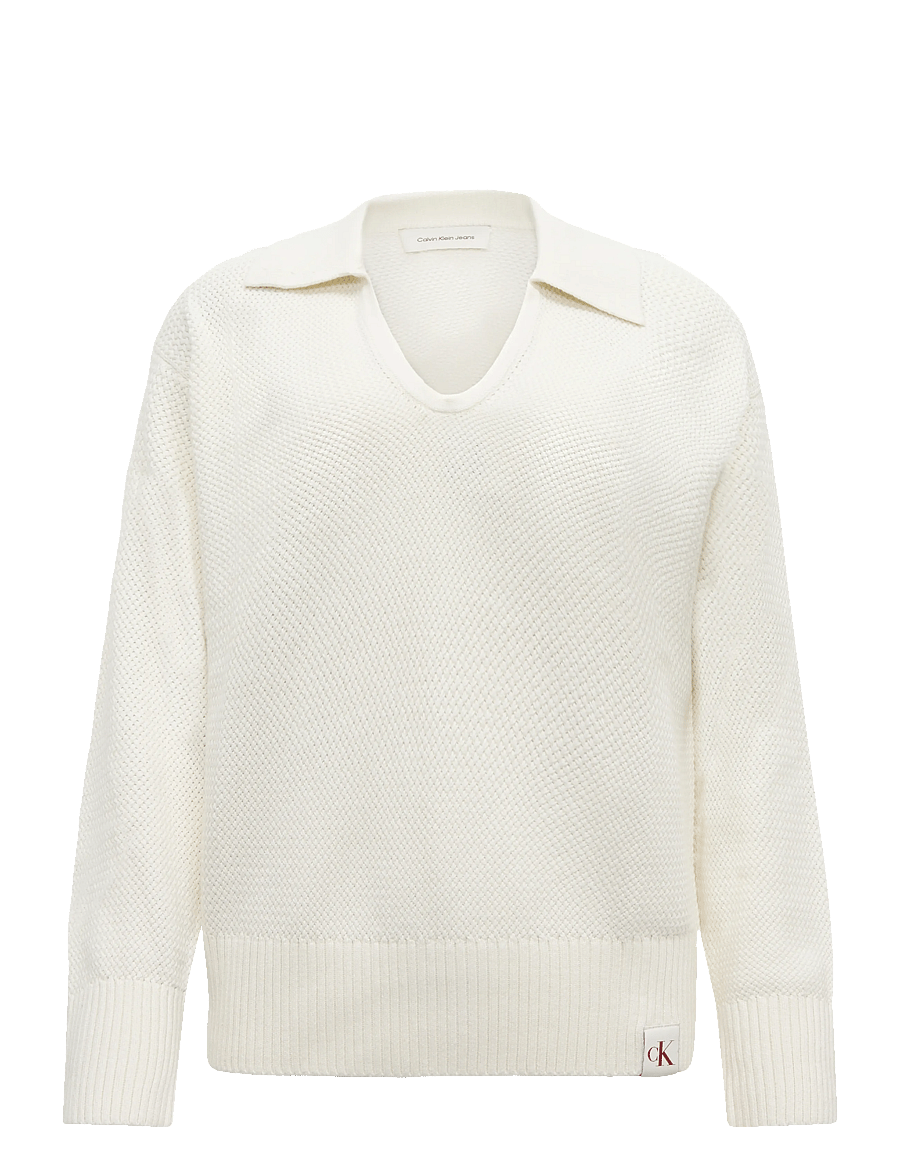 Calvin Klein Jeans - RELAXED BASKETWEAVE POLO - striktrøjer - tofu - 0