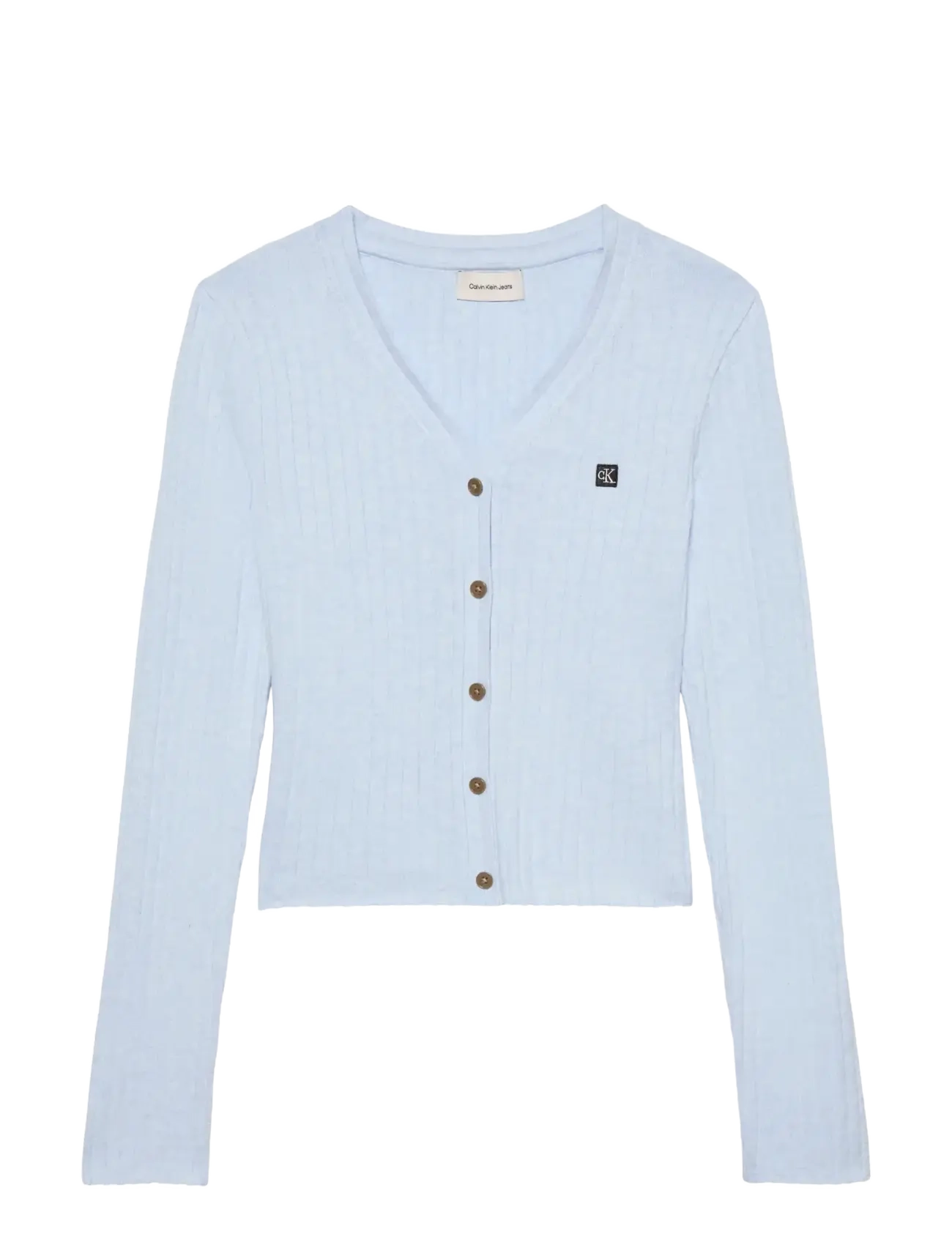 Calvin Klein Jeans COTTON RIB CARDIGAN - Cardigans - PLEIN AIR MELANGE / blue