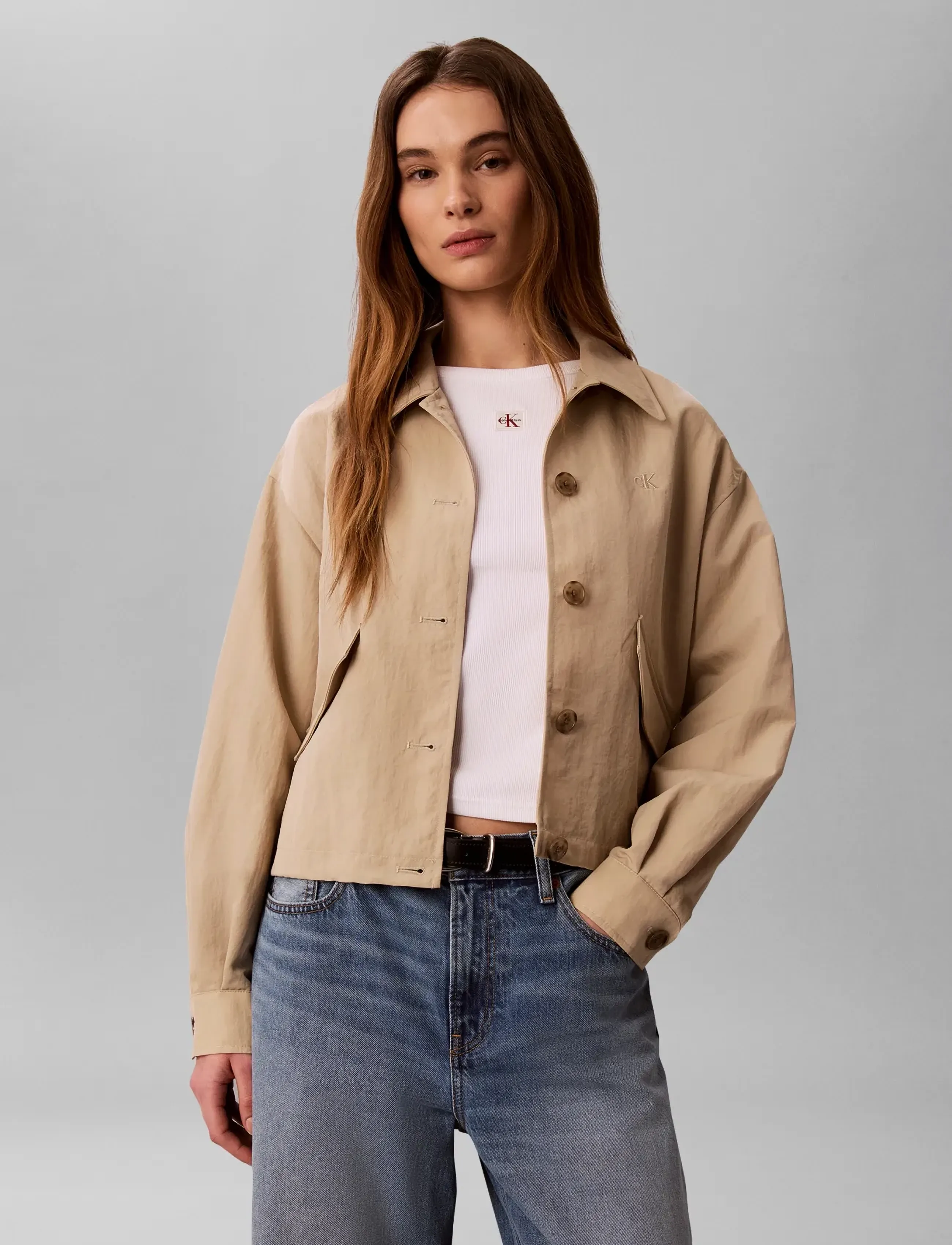 Calvin Klein Jeans Woven Day Jacket, L, Jackets, Beige - Light-summer Frauen