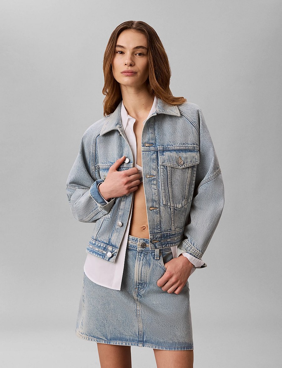 Calvin Klein Jeans - BRANDED BOXY DENIM JACKET FRESH - spijkerjassen - fresh water - 0