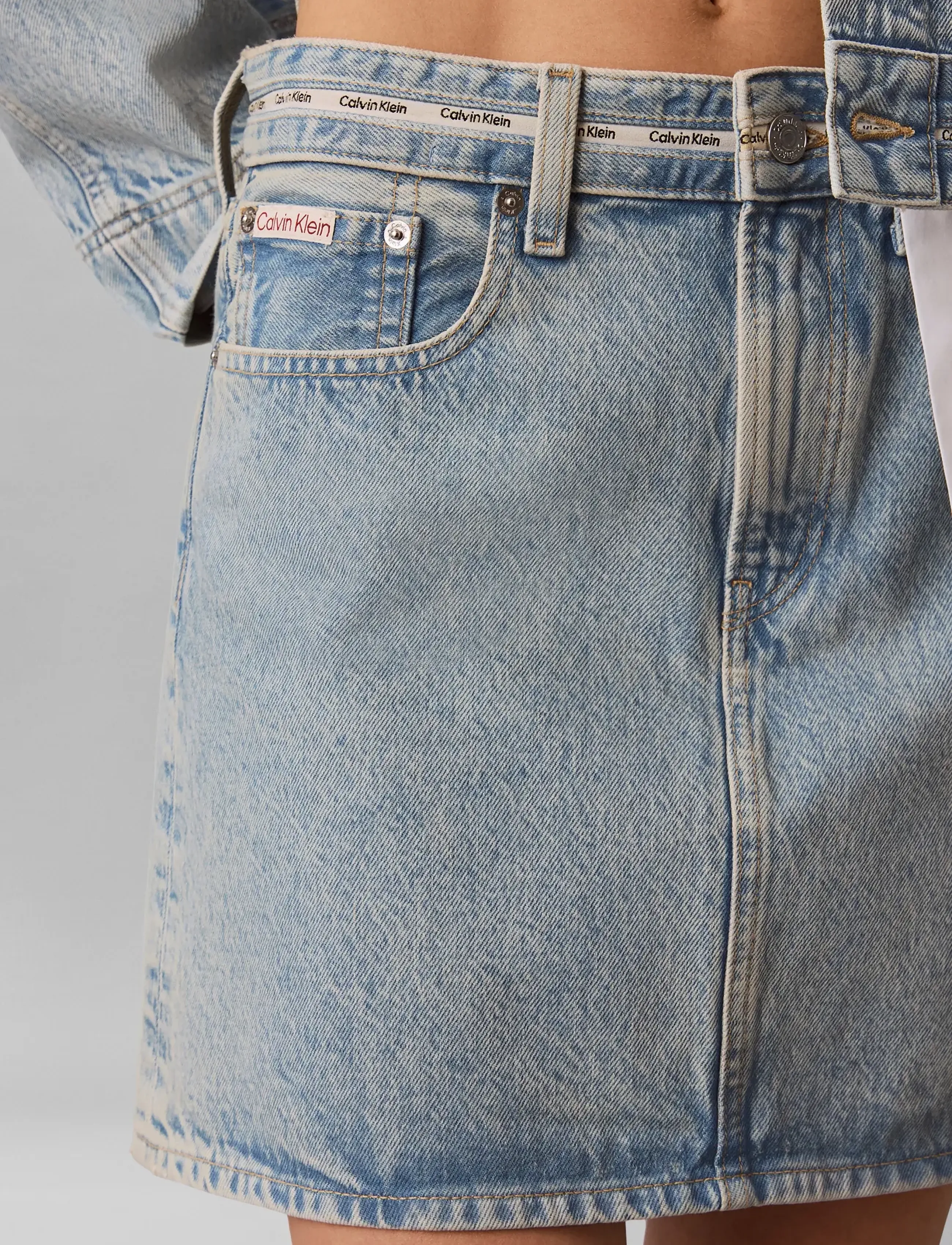 Calvin Klein Jeans - BRANDED MINI SKIRT FRESH WATER - denimnederdele - fresh water - 3