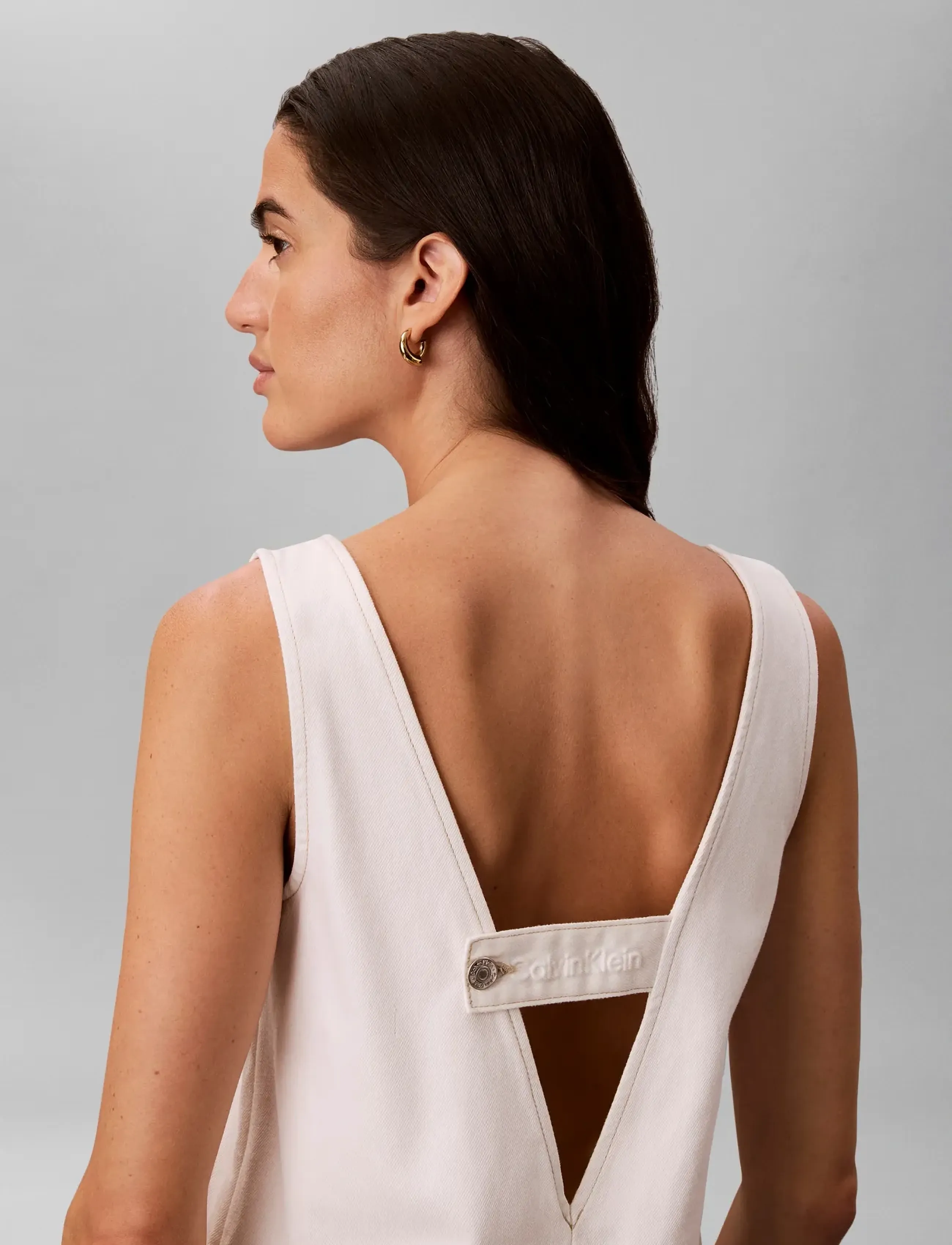 Calvin Klein Jeans - V- NECK DENIM SHIFT DRESS CHALK - denimkjoler - chalk white - 3