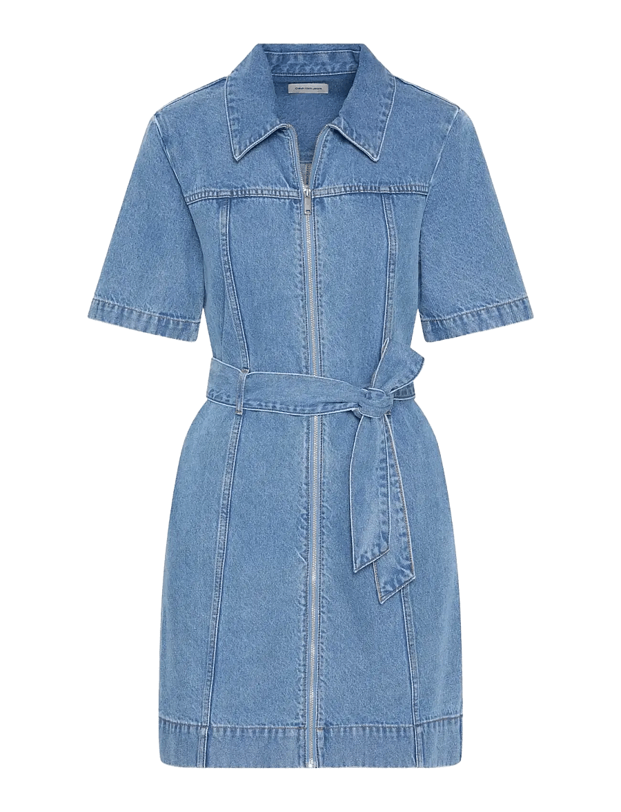 Calvin Klein Jeans - BELTED SHIRT DRESS RADIO BLUES - robes en jeans - radio blues - 1