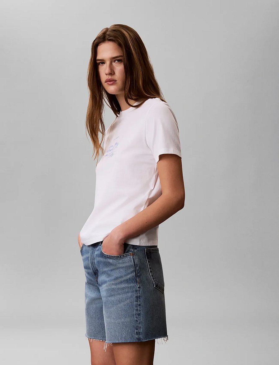 Calvin Klein Jeans - SS CLASSIC HANDWRITING LOGO TEE - t-särgid - bright white - 4