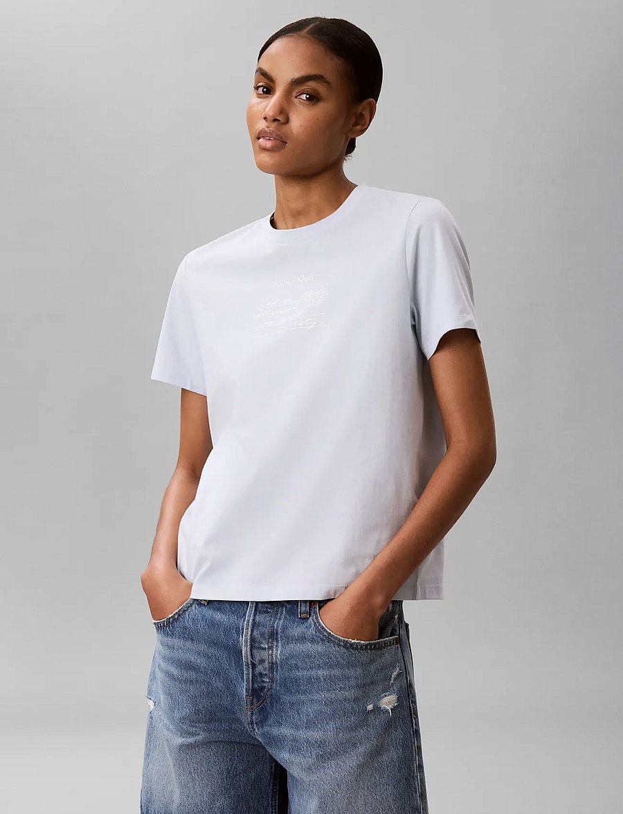 Calvin Klein Jeans - SS CLASSIC HANDWRITING LOGO TEE - t-särgid - plein air - 0