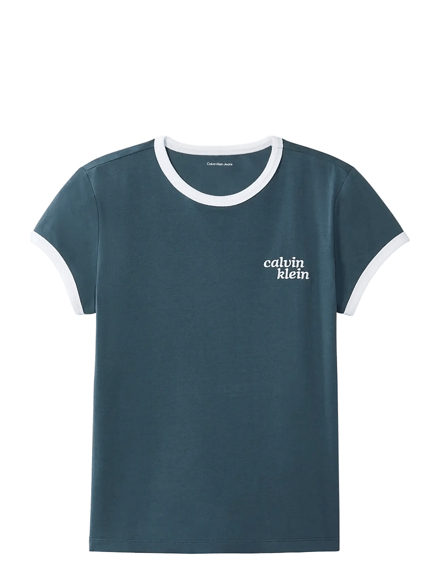 Calvin Klein Jeans - SS SLIM LOGO RINGER TEE - t-shirts - dark slate - 1